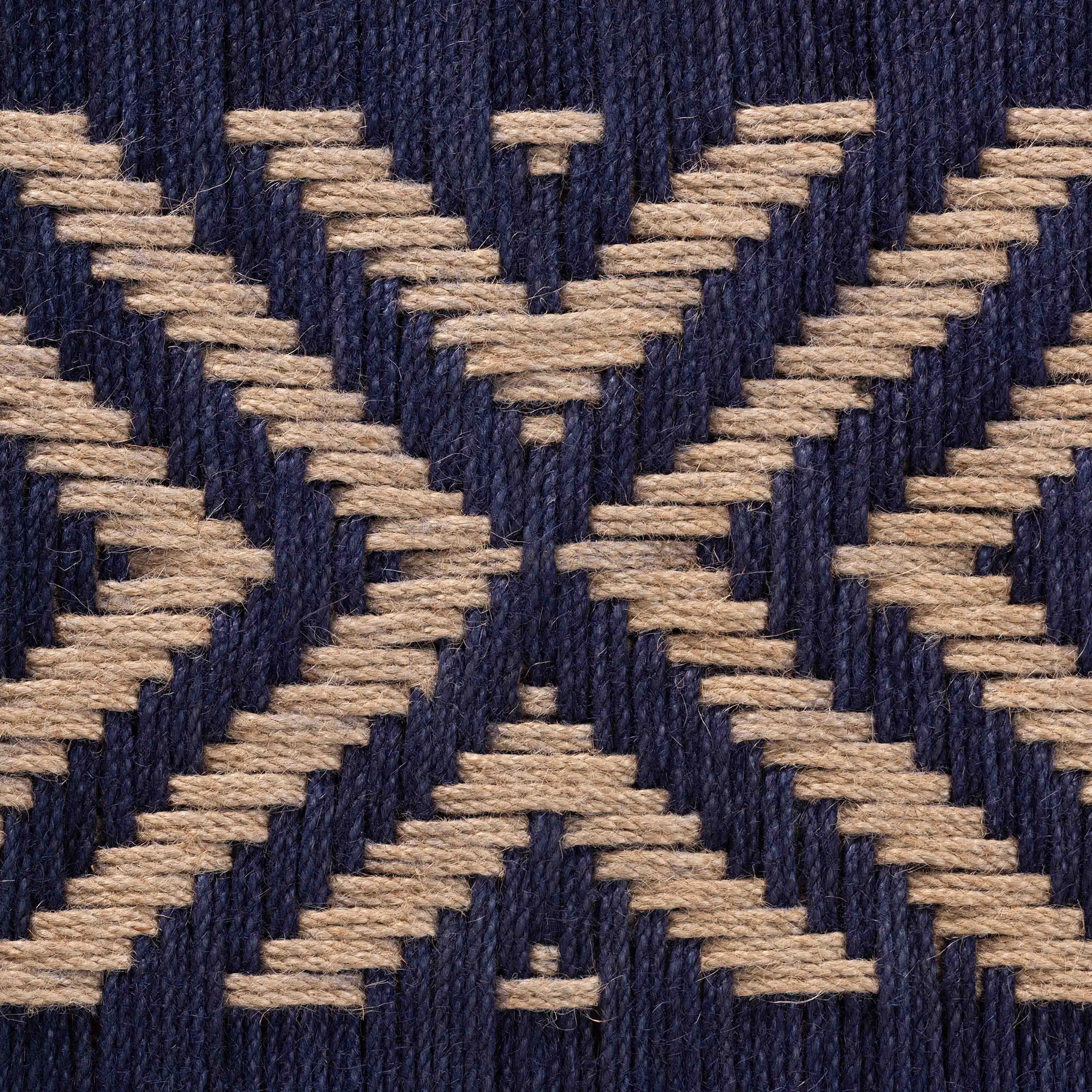 bali & pari Prunella Modern Bohemian Two-Tone Navy Blue and Natural Brown Seagrass and Acacia Wood Accent Bench