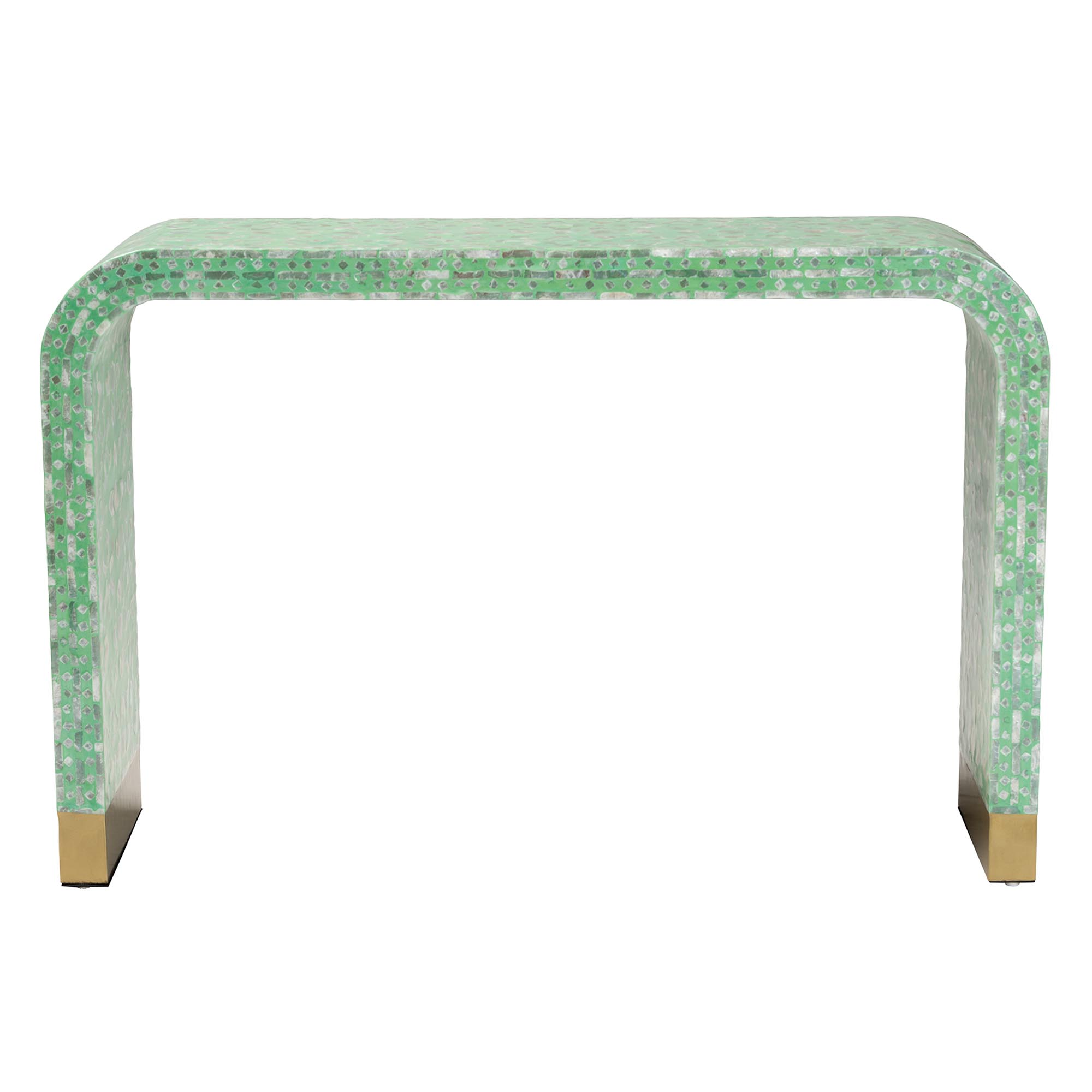 Baxton Studio Didrika Modern Bohemian Seafoam Green Mother of Pearl Console Table