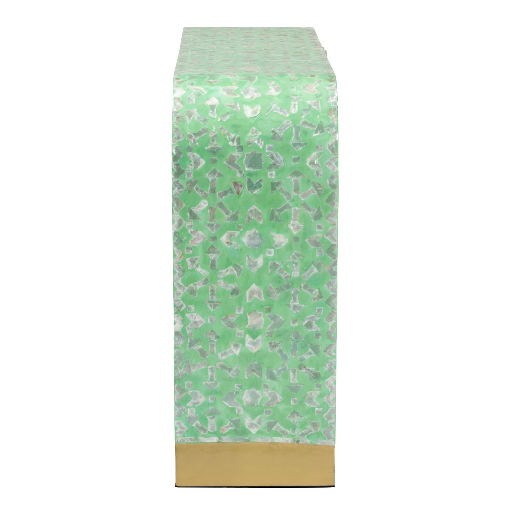Baxton Studio Didrika Modern Bohemian Seafoam Green Mother of Pearl Console Table