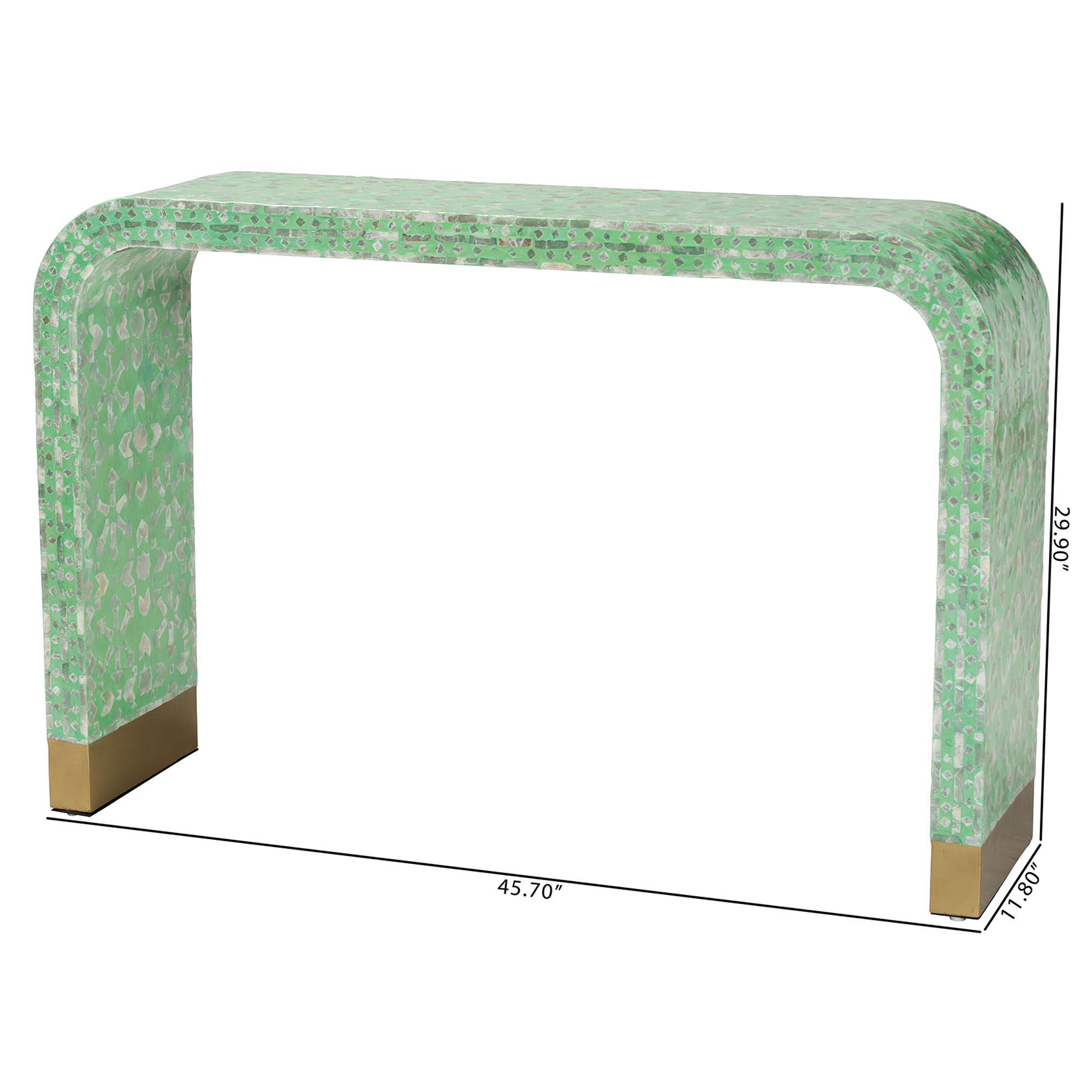 Baxton Studio Didrika Modern Bohemian Seafoam Green Mother of Pearl Console Table