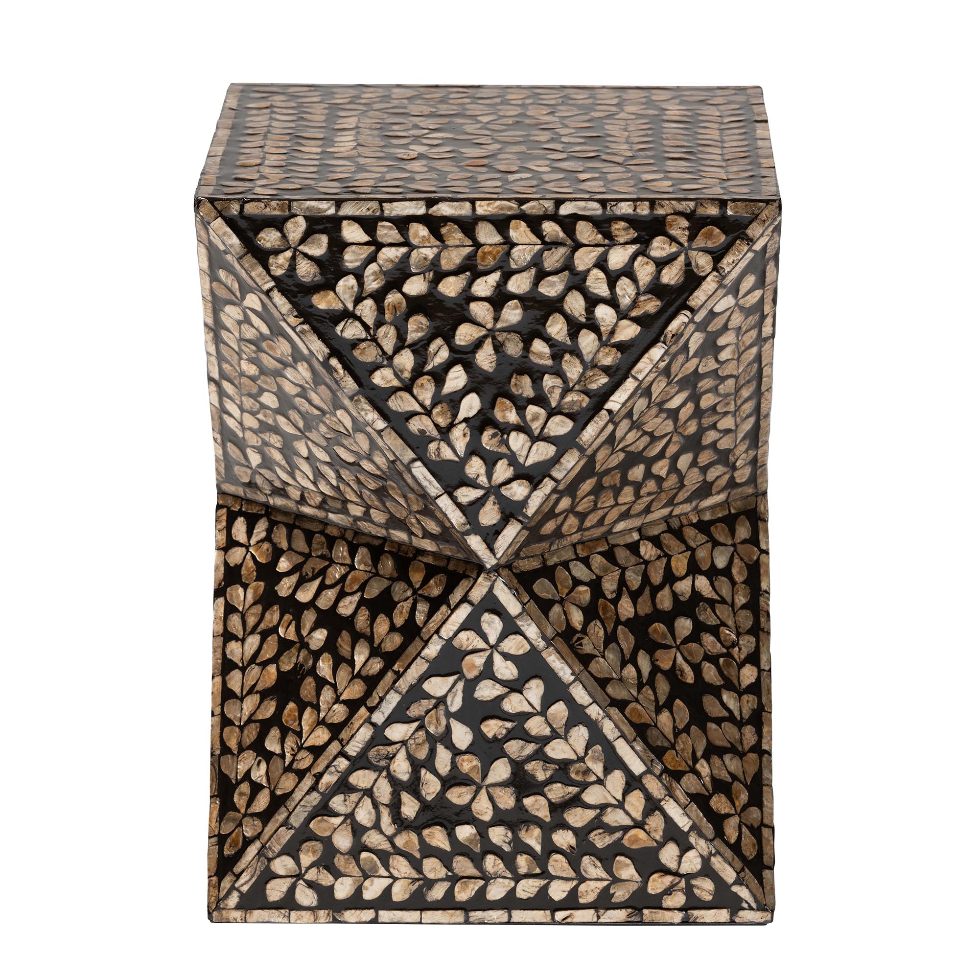 Baxton Studio Feronia Modern Bohemian Black and Bronze Mother of Pearl End Table
