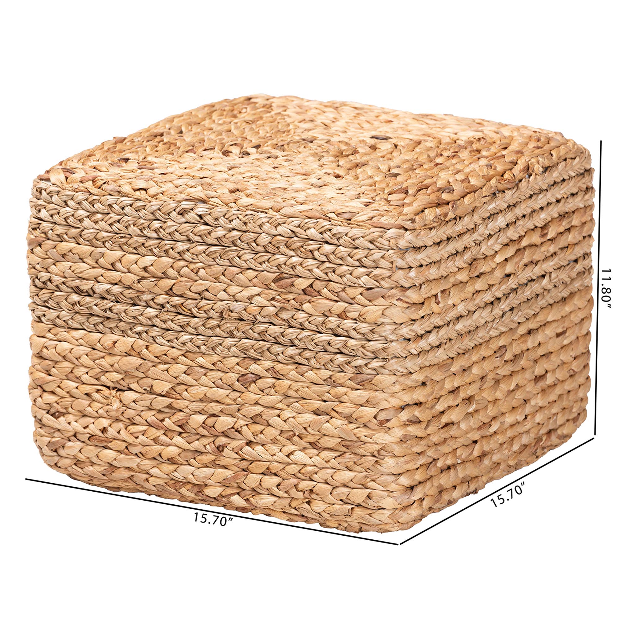 bali & pari Marella Modern Bohemian Natural Brown Seagrass Accent Footstool