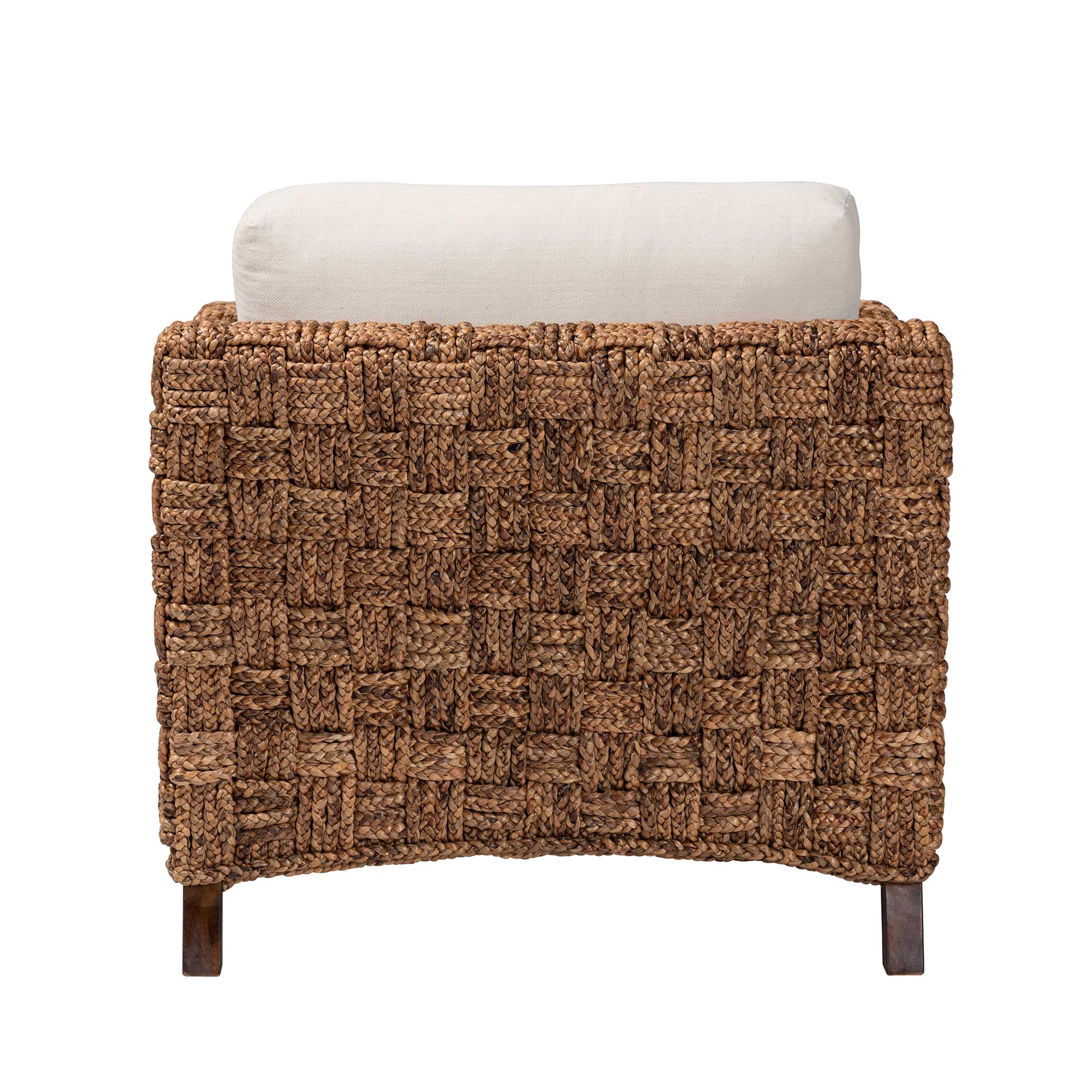 bali & pari Vevina Modern Bohemian Dark Brown Mahogany Wood and Woven Seagrass Arm Chair