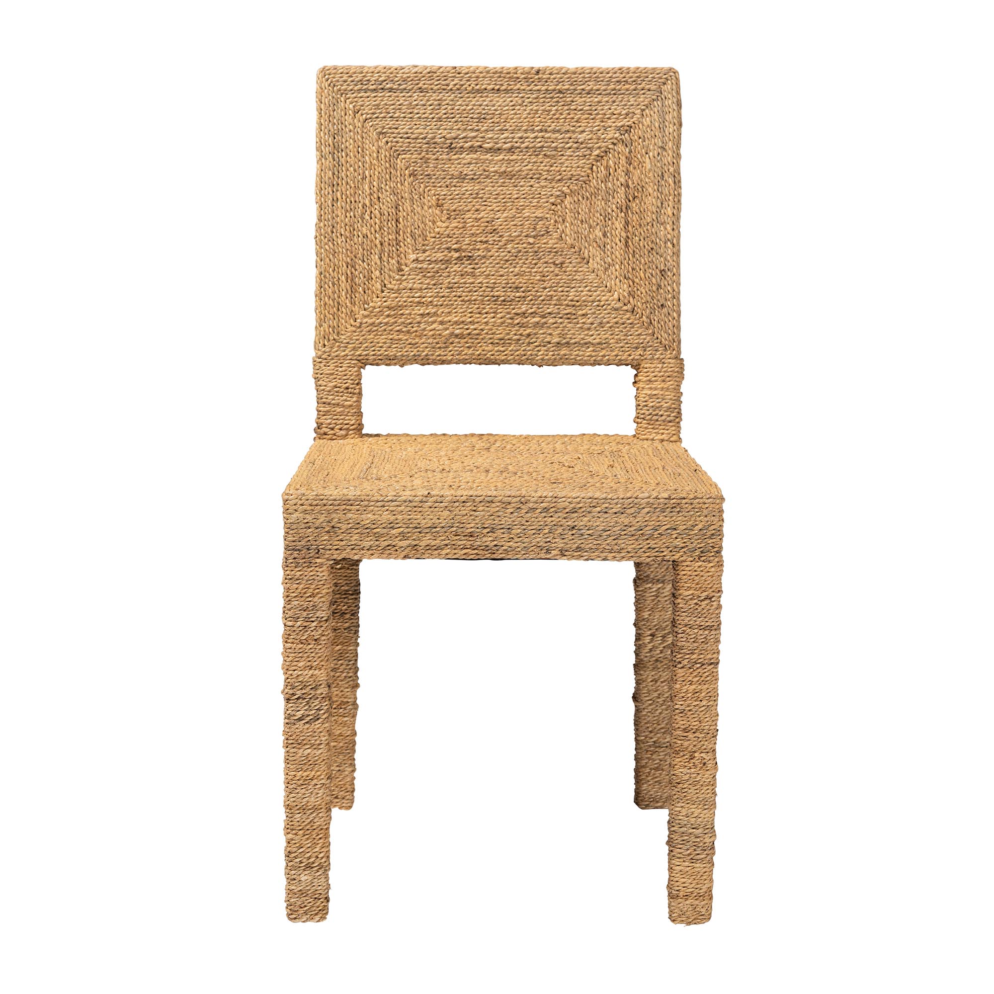 bali & pari Anfield Modern Bohemian Natural Seagrass and Mahogany Wood Dining Chair