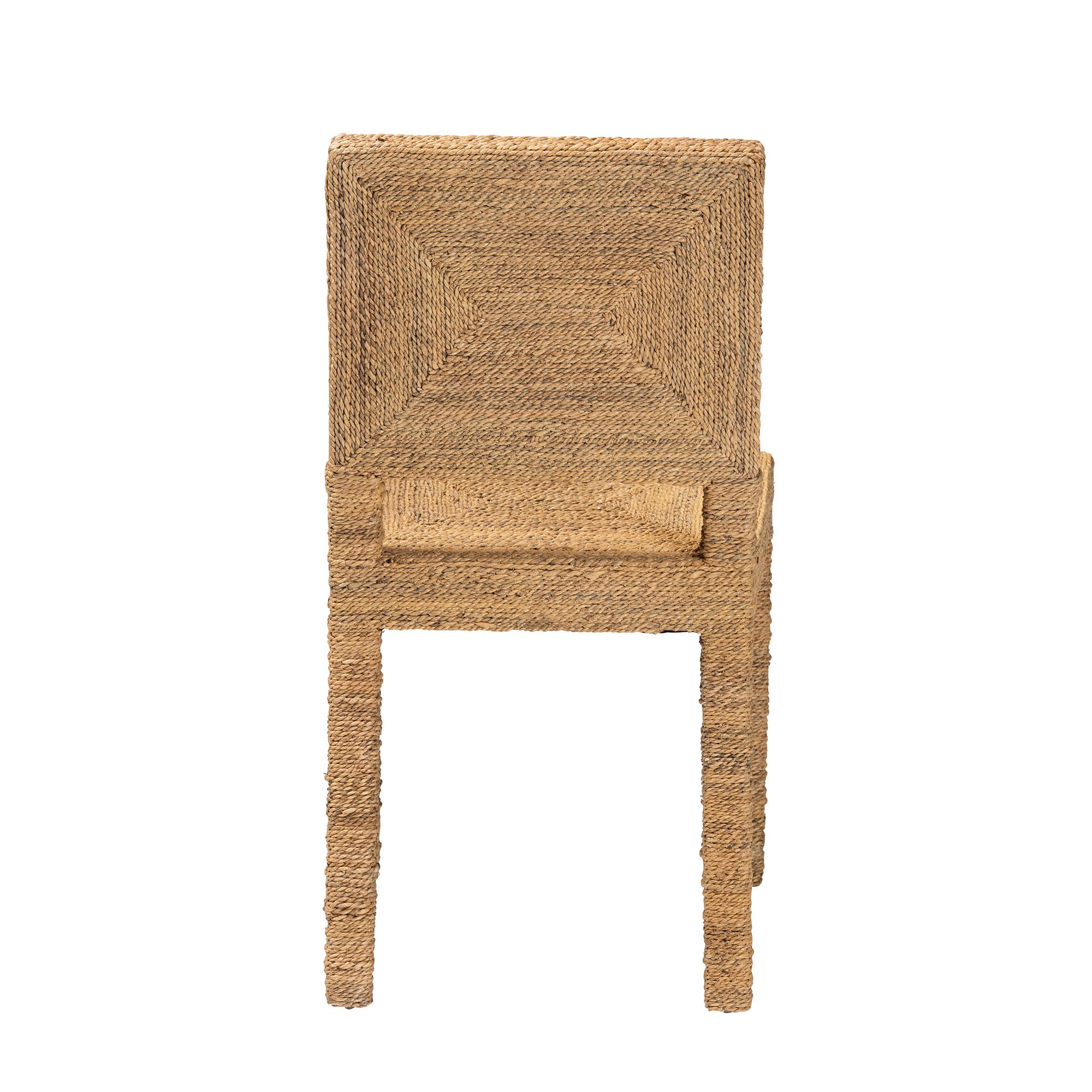 bali & pari Anfield Modern Bohemian Natural Seagrass and Mahogany Wood Dining Chair
