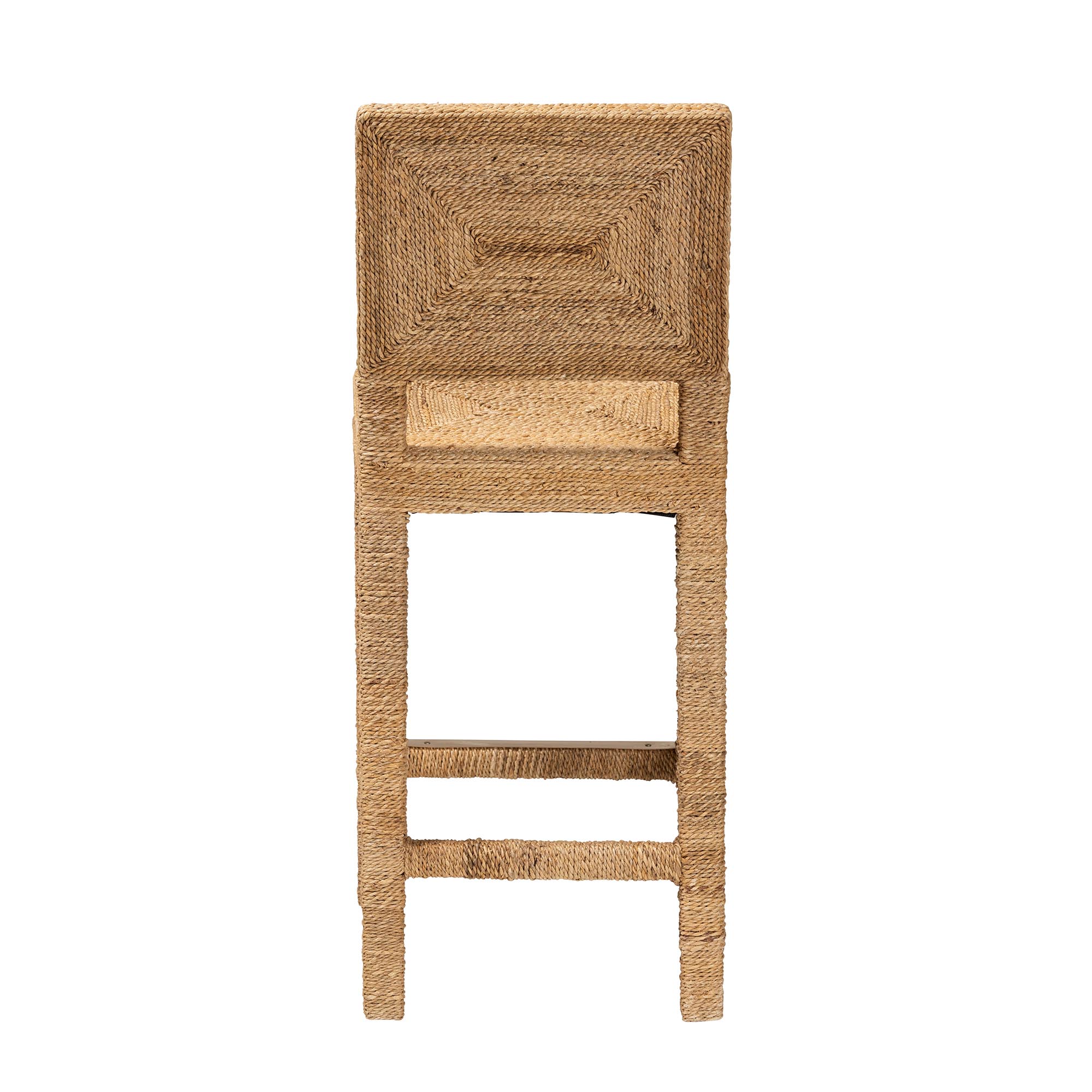 bali & pari Anfield Modern Bohemian Natural Seagrass and Mahogany Wood Counter Stool