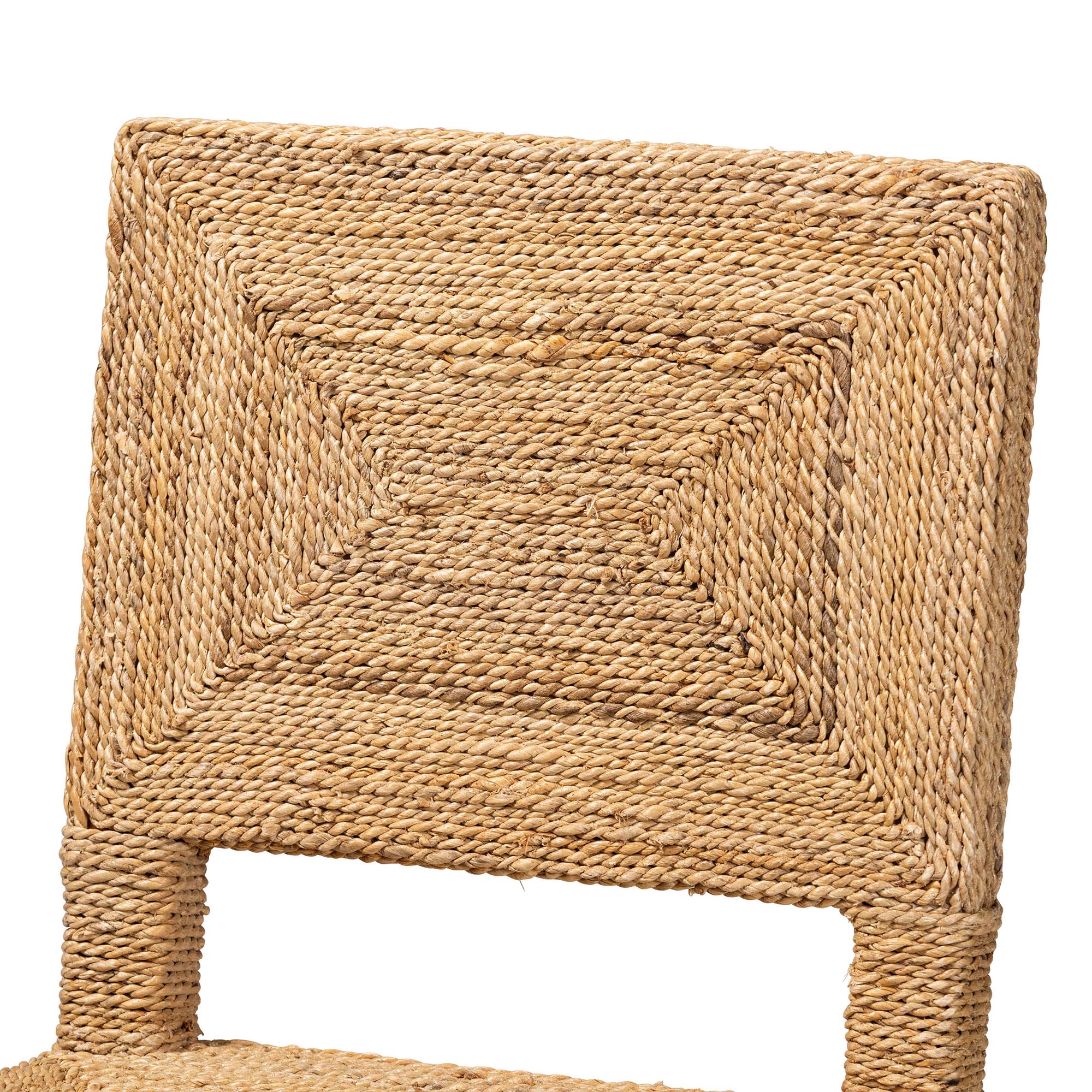 bali & pari Anfield Modern Bohemian Natural Seagrass and Mahogany Wood Counter Stool
