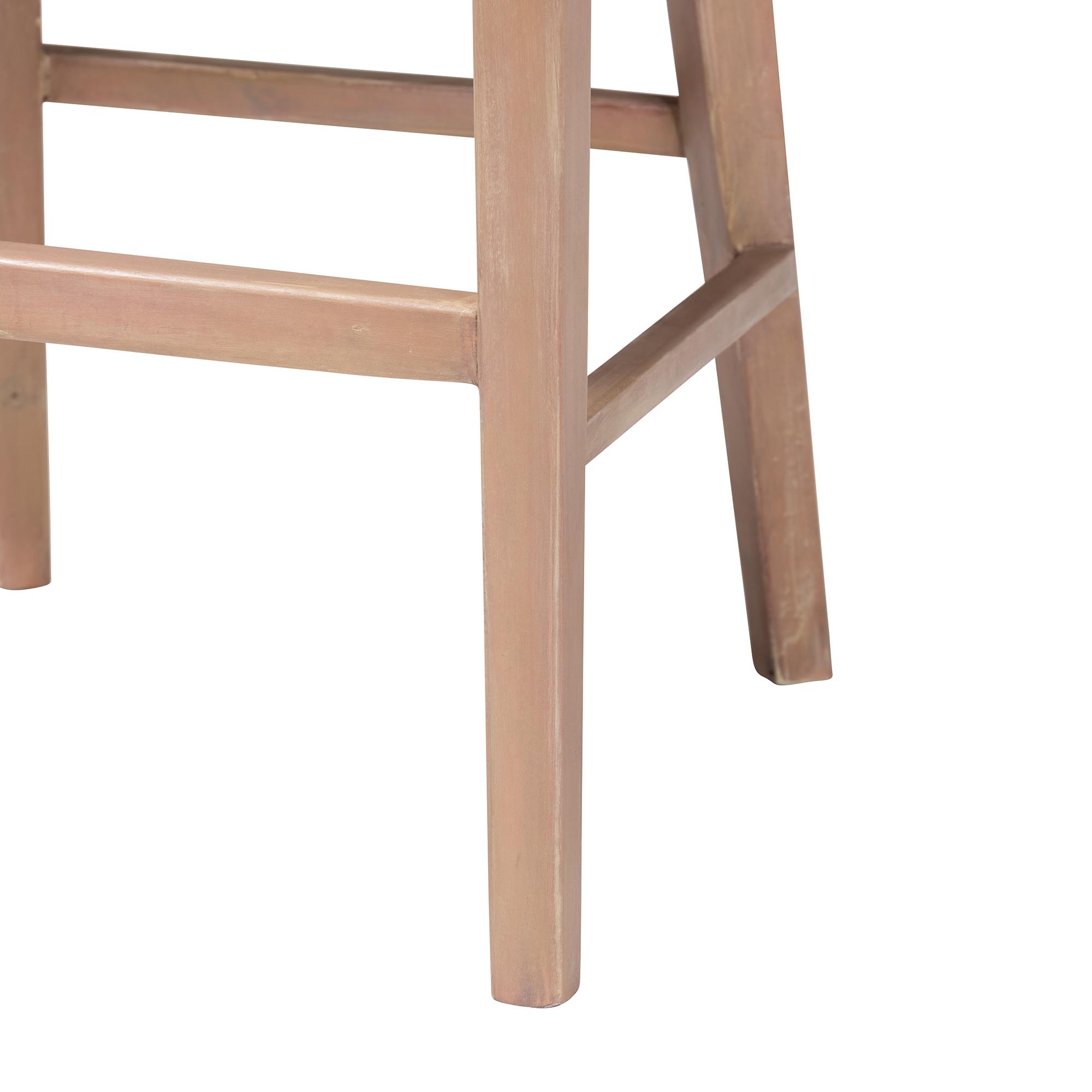 bali & pari Papua Modern Bohemian Antique White Washed Rattan and Mahogany Wood Counter Stool