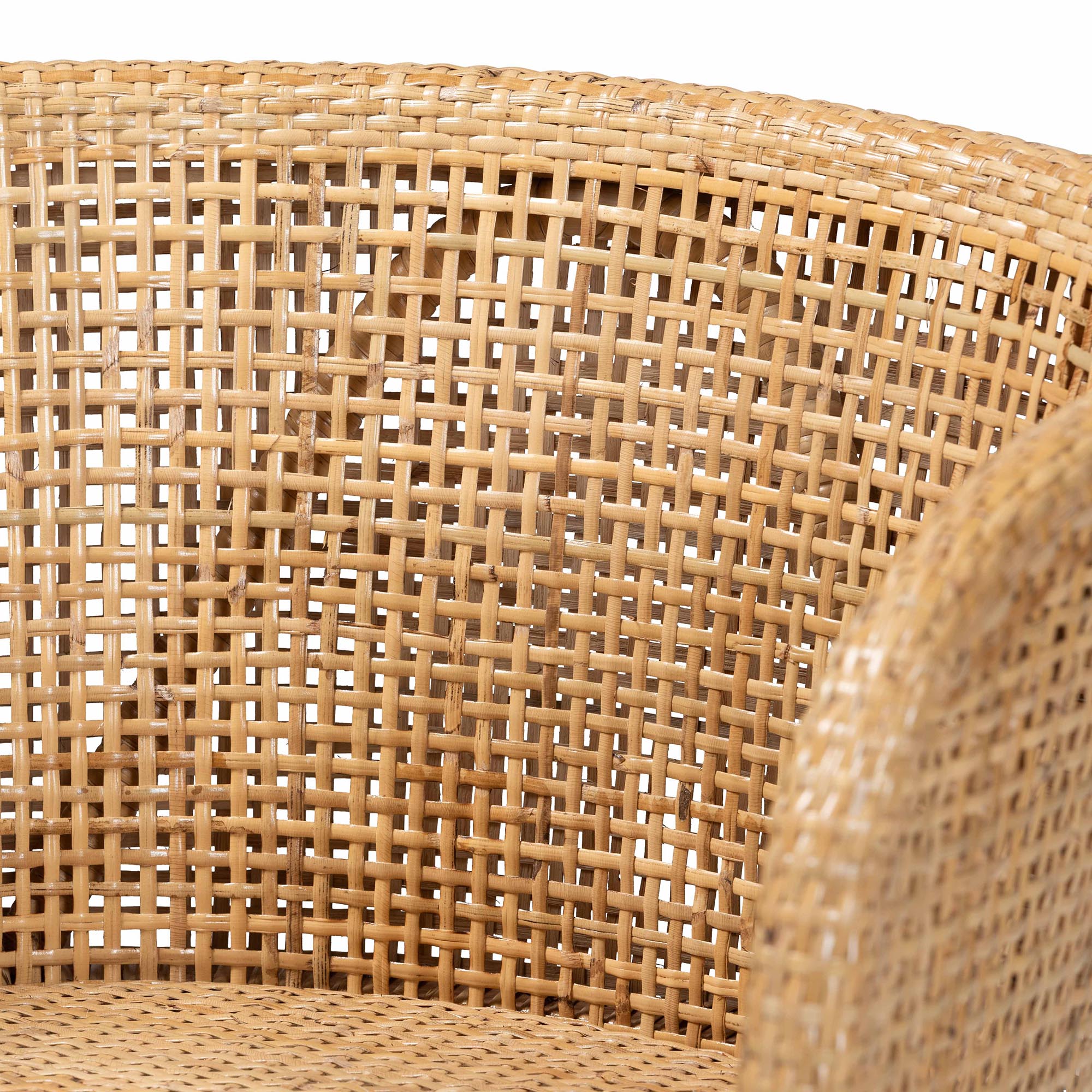 bali & pari Papua Modern Bohemian Natural Rattan and Walnut Brown Acacia Wood Dining Chair