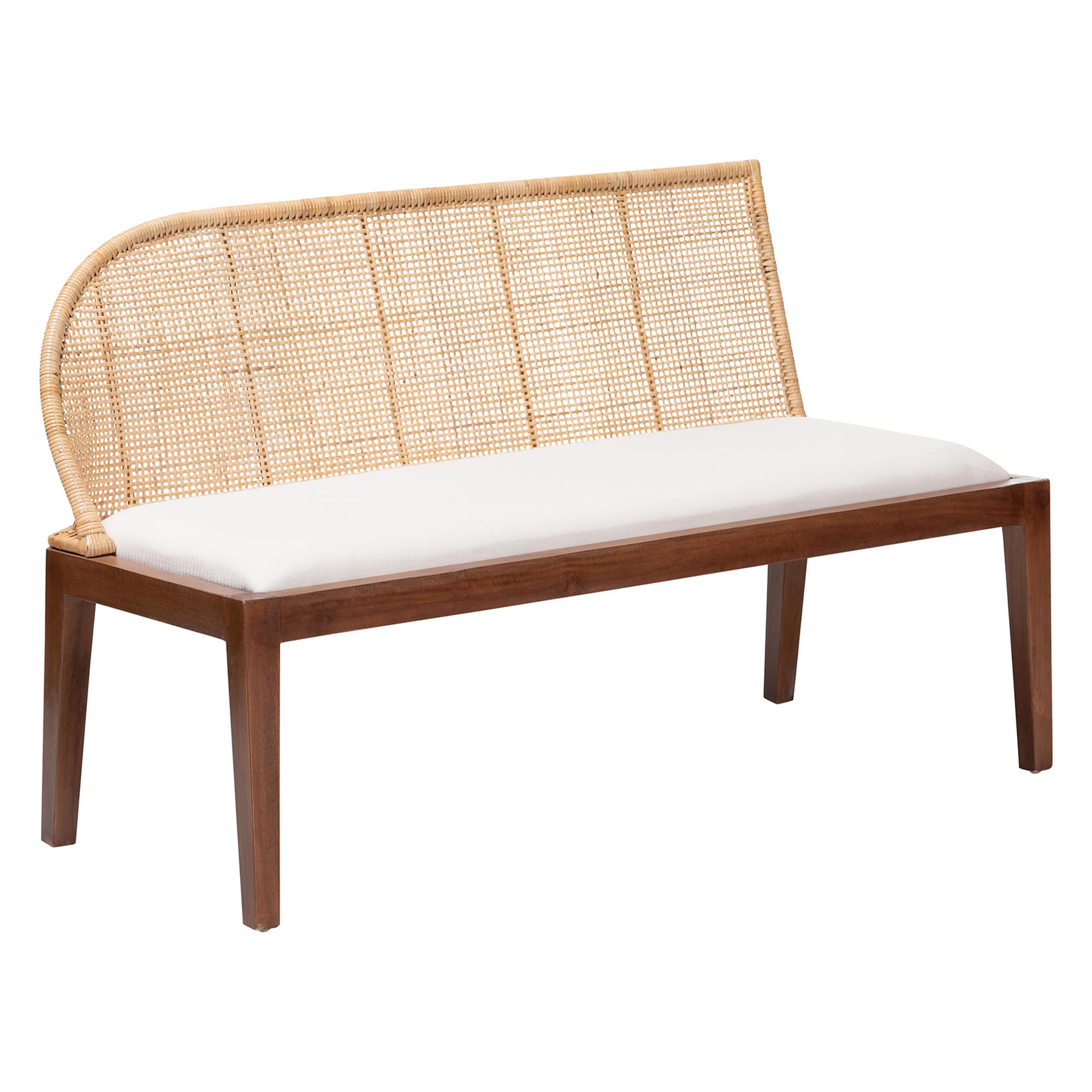bali & pari Okinawa 3-Piece Dining Nook Set - L-Shaped Rattan Corner Benches with Cushions and Solid Wood Rectangular Table, Boho Coastal Breakfast Banquette for Kitchen or Dining Area