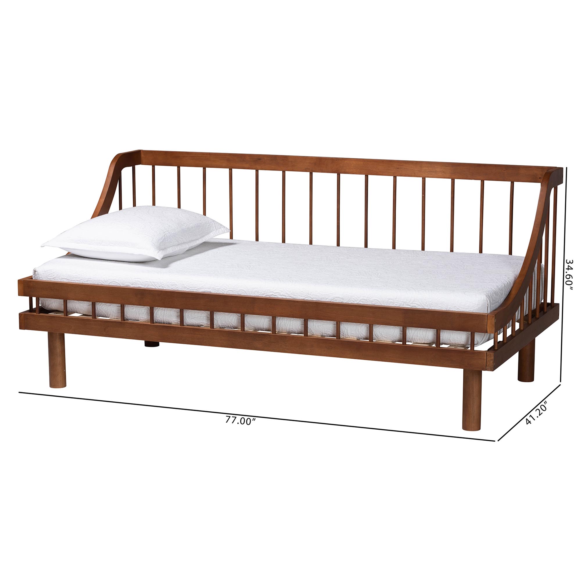 Baxton Studio Helio Mid-Century Modern Walnut Brown Finished Wood Twin Daybed