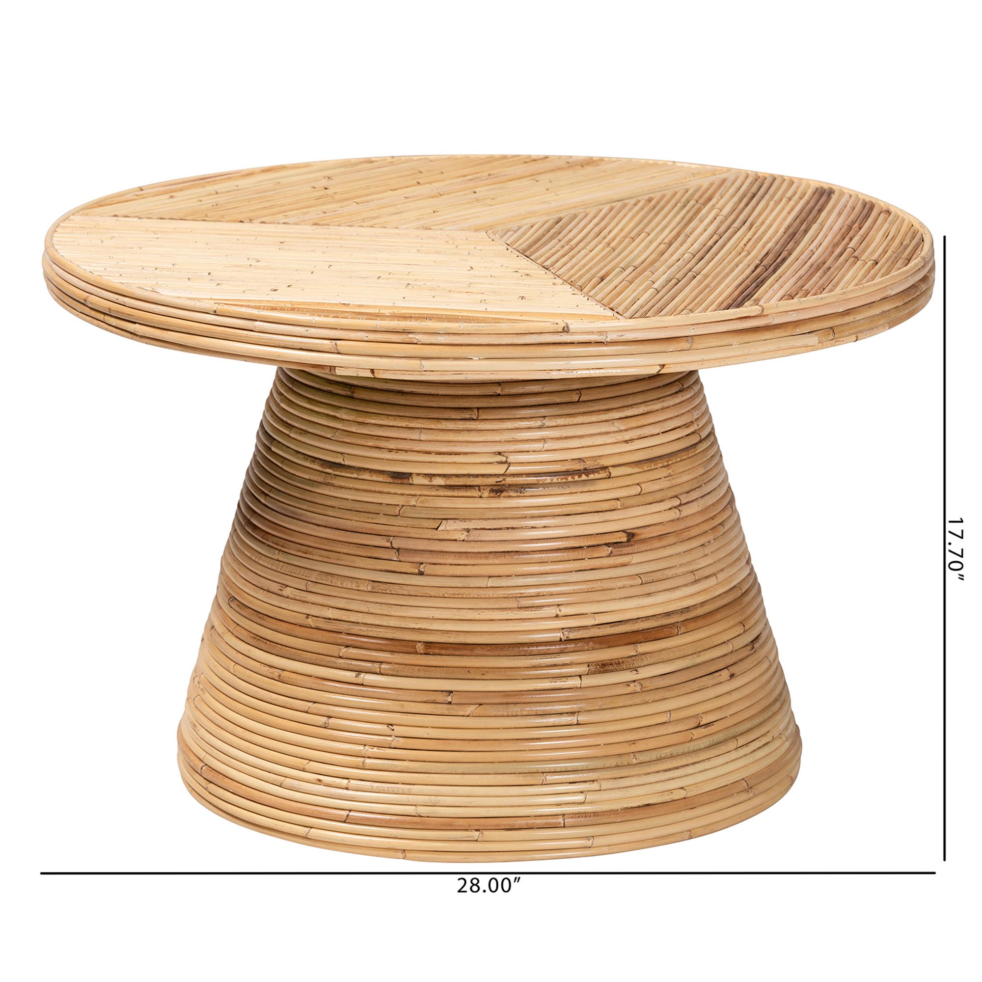 bali & pari Bella Modern Bohemian Natural Rattan and Mahogany Wood Coffee Table