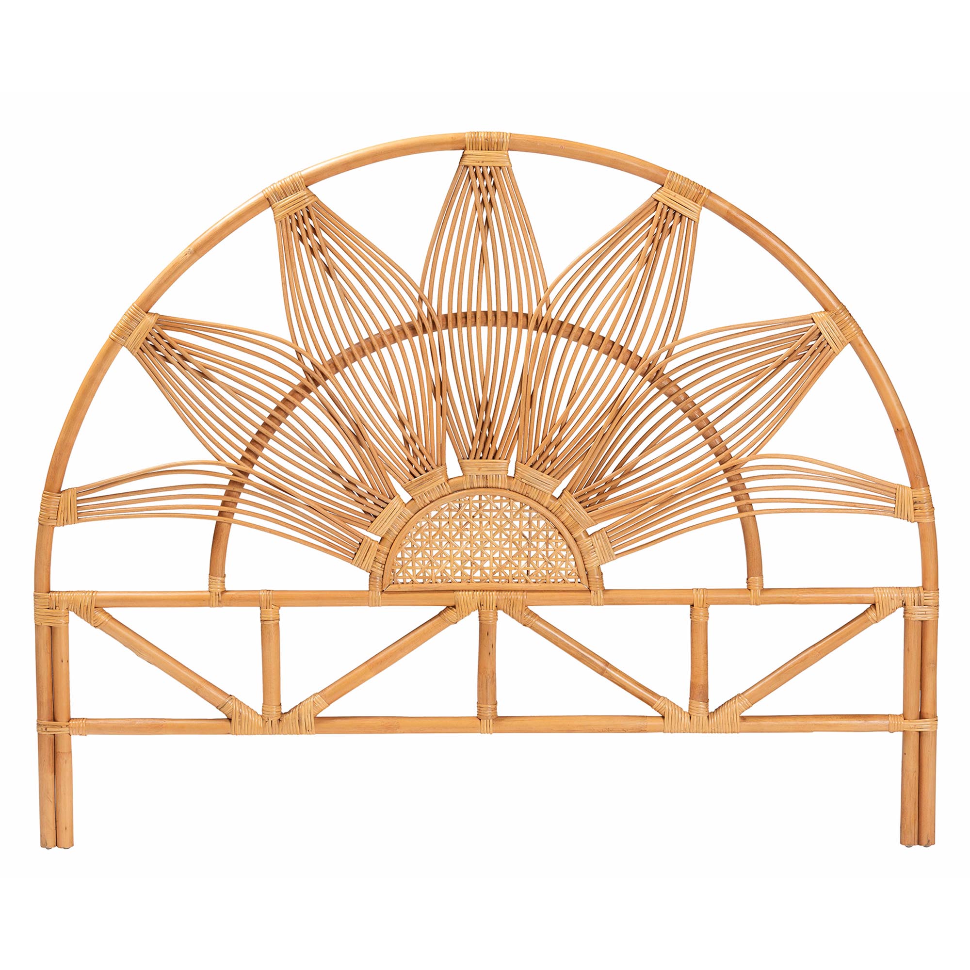 bali & pari Jasmine Modern Bohemian Natural Rattan King Size Standalone Headboard