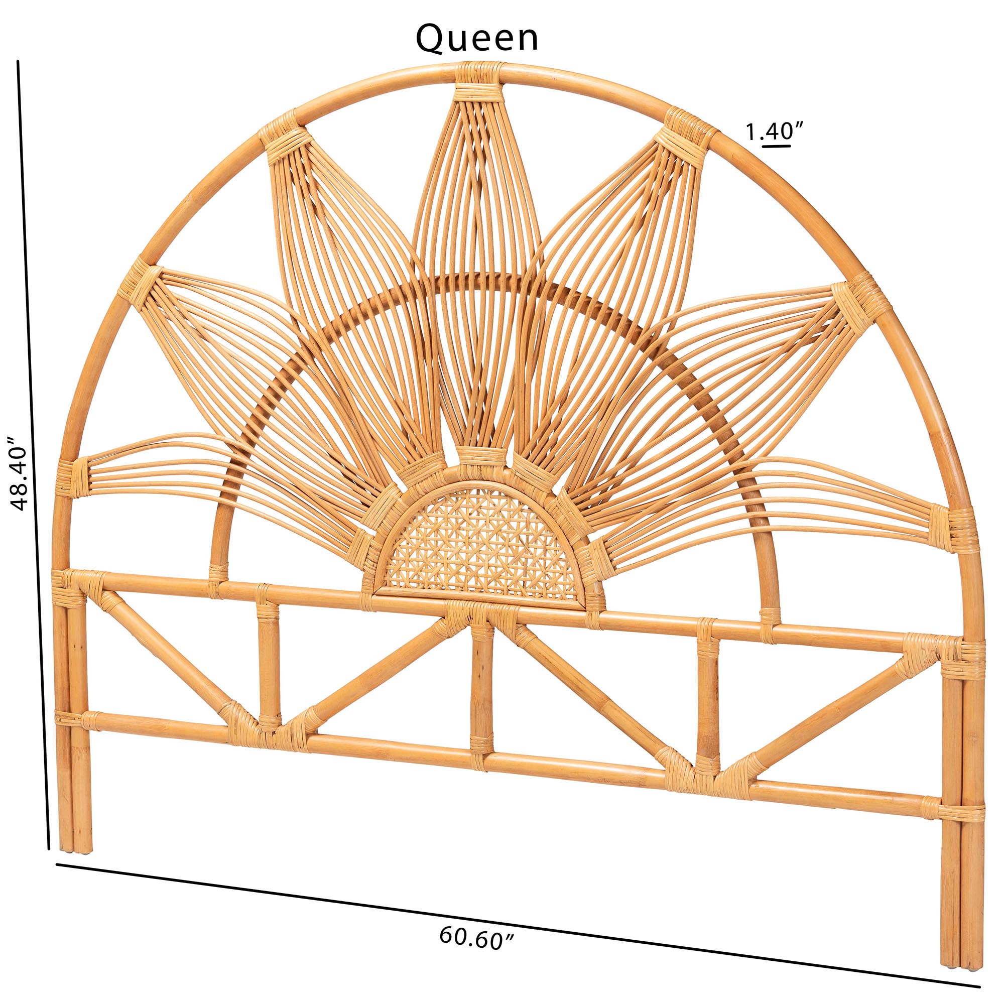 bali & pari Jasmine Modern Bohemian Natural Rattan King Size Standalone Headboard