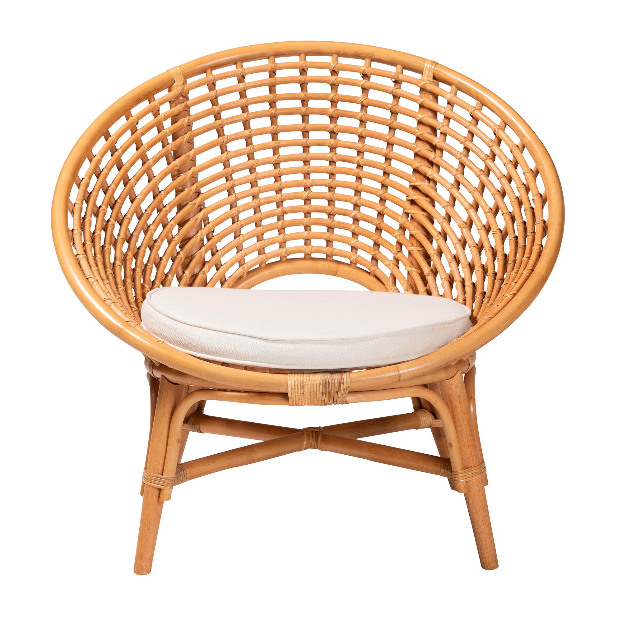 bali & pari Aerin Modern Bohemian Natural Rattan Accent Chair