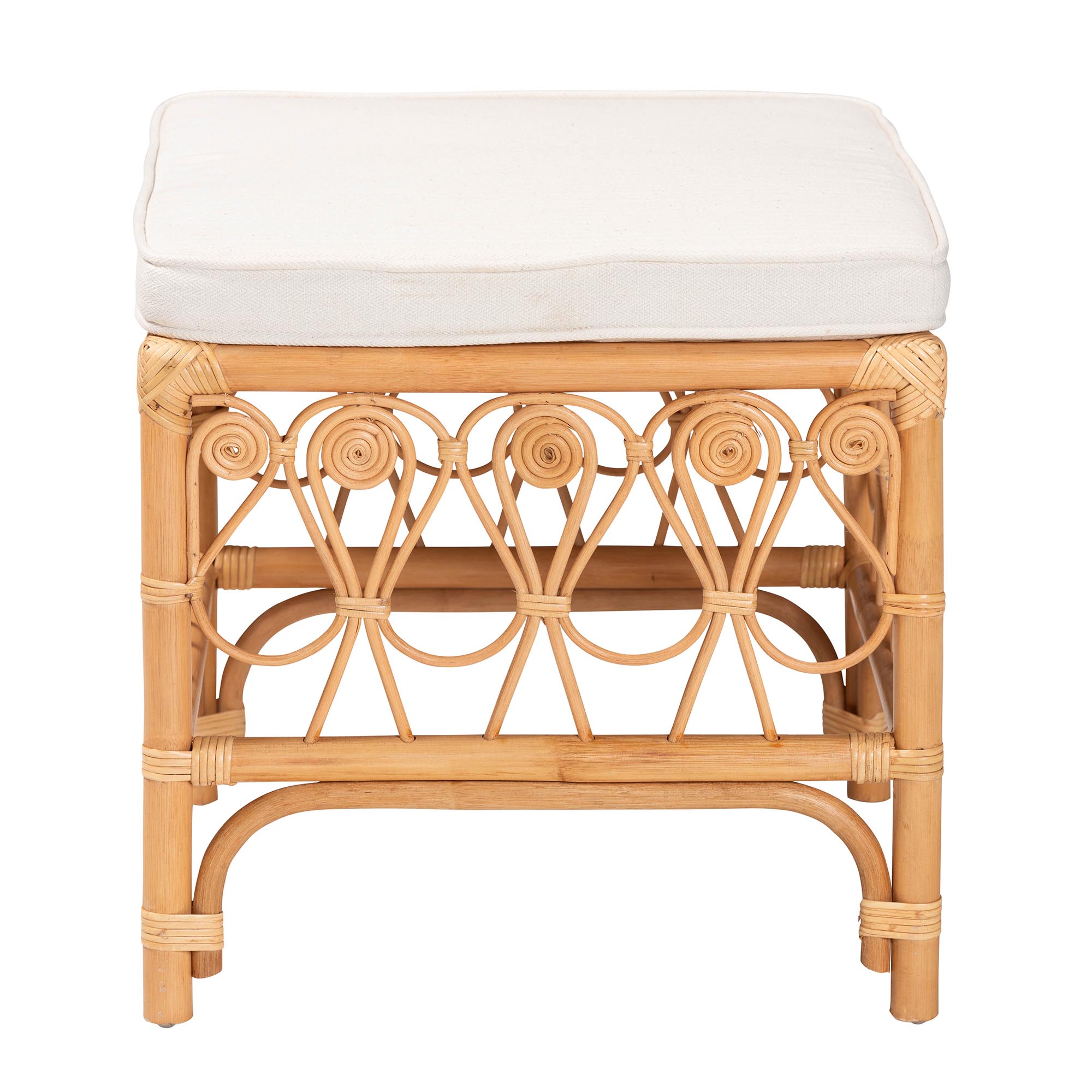 bali & pari Ibiza Modern bohemian Natural Brown Rattan Footstool