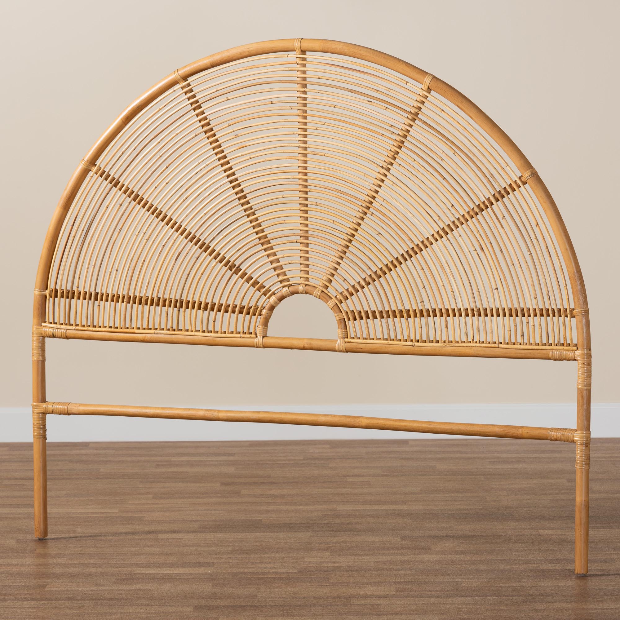 bali & pari Nina Modern Bohemian Honey Rattan Queen Size Standalone Headboard