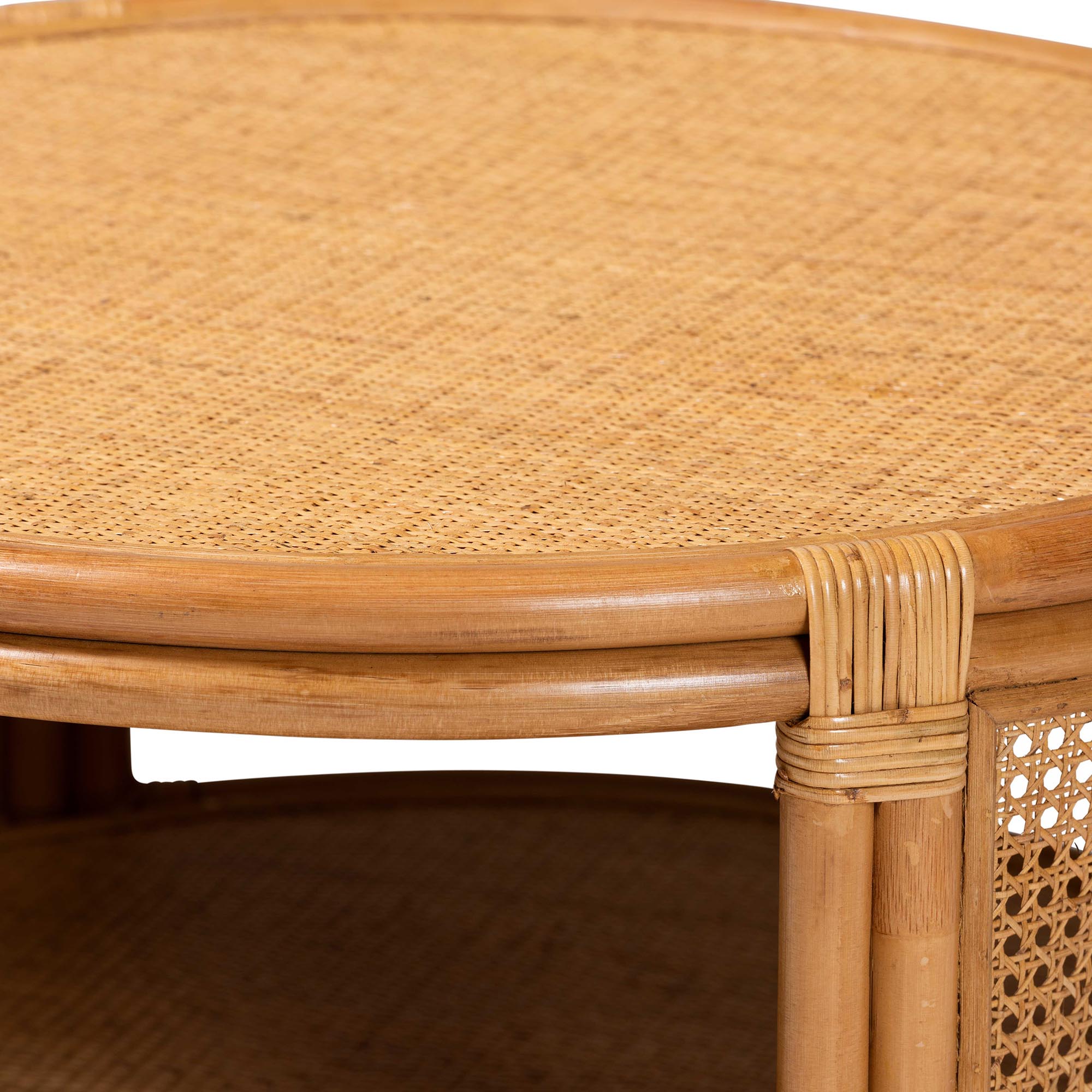 bali & pari Louis Modern Bohemian Natural Brown Rattan Coffee Table