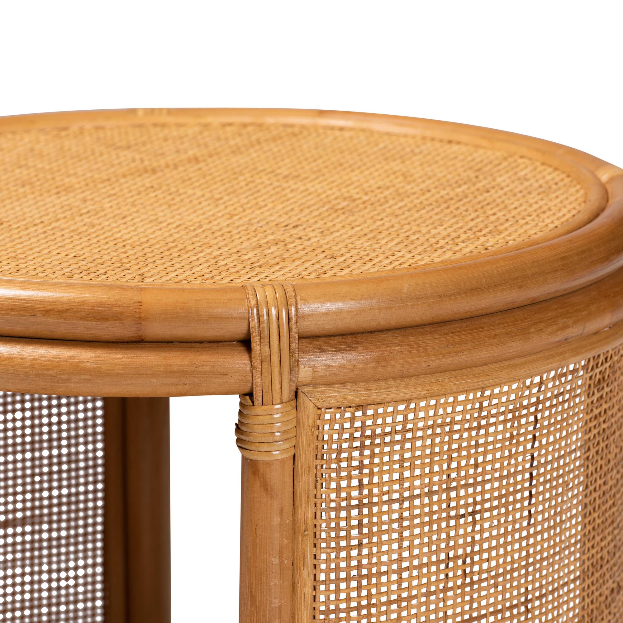 bali & pari Louis Modern Bohemian Natural Brown Rattan End Table