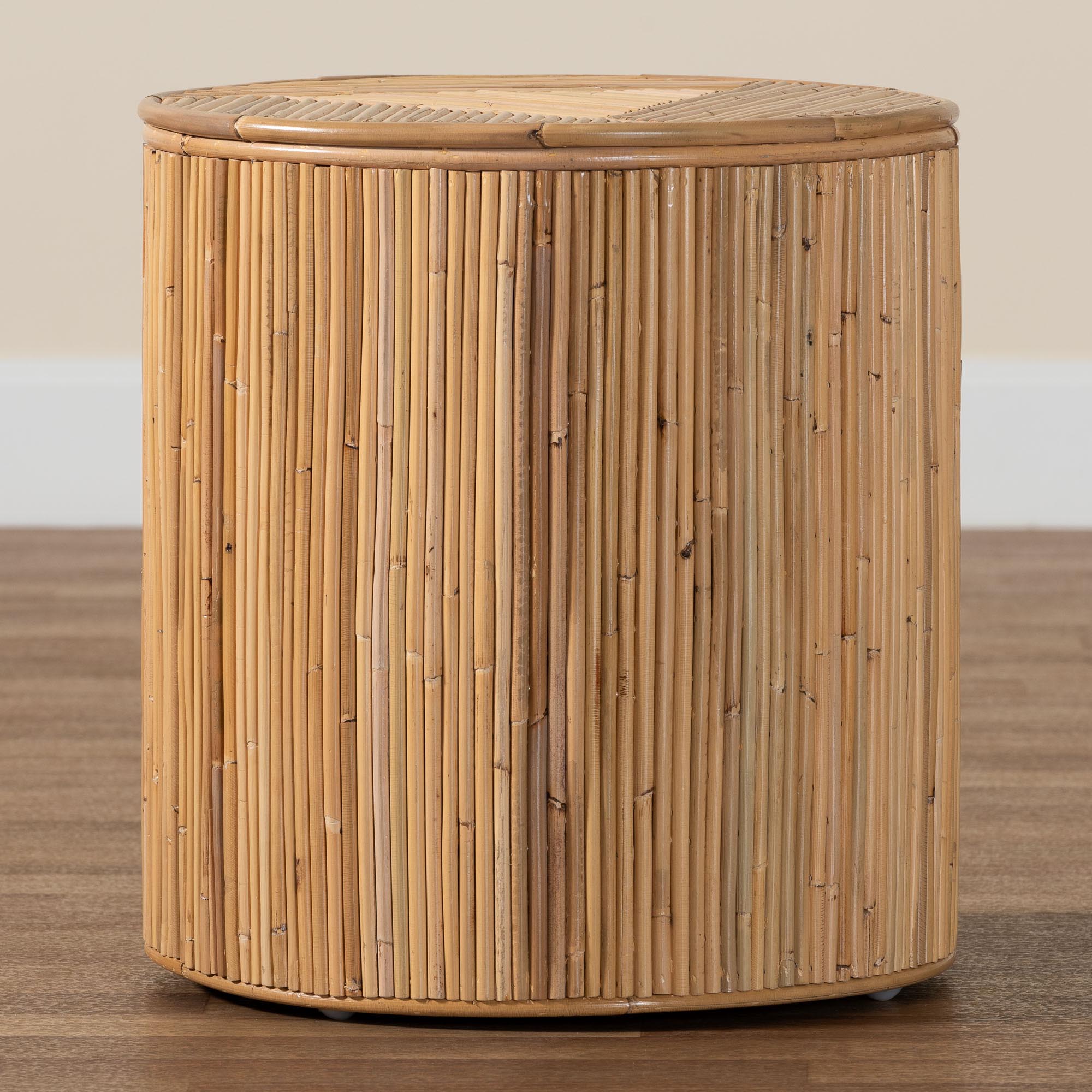 bali & pari Milagra Modern Bohemian Natural Rattan End Table
