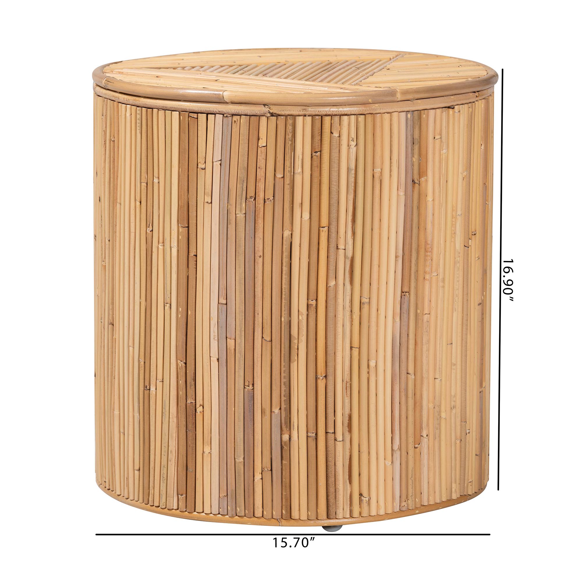 bali & pari Milagra Modern Bohemian Natural Rattan End Table