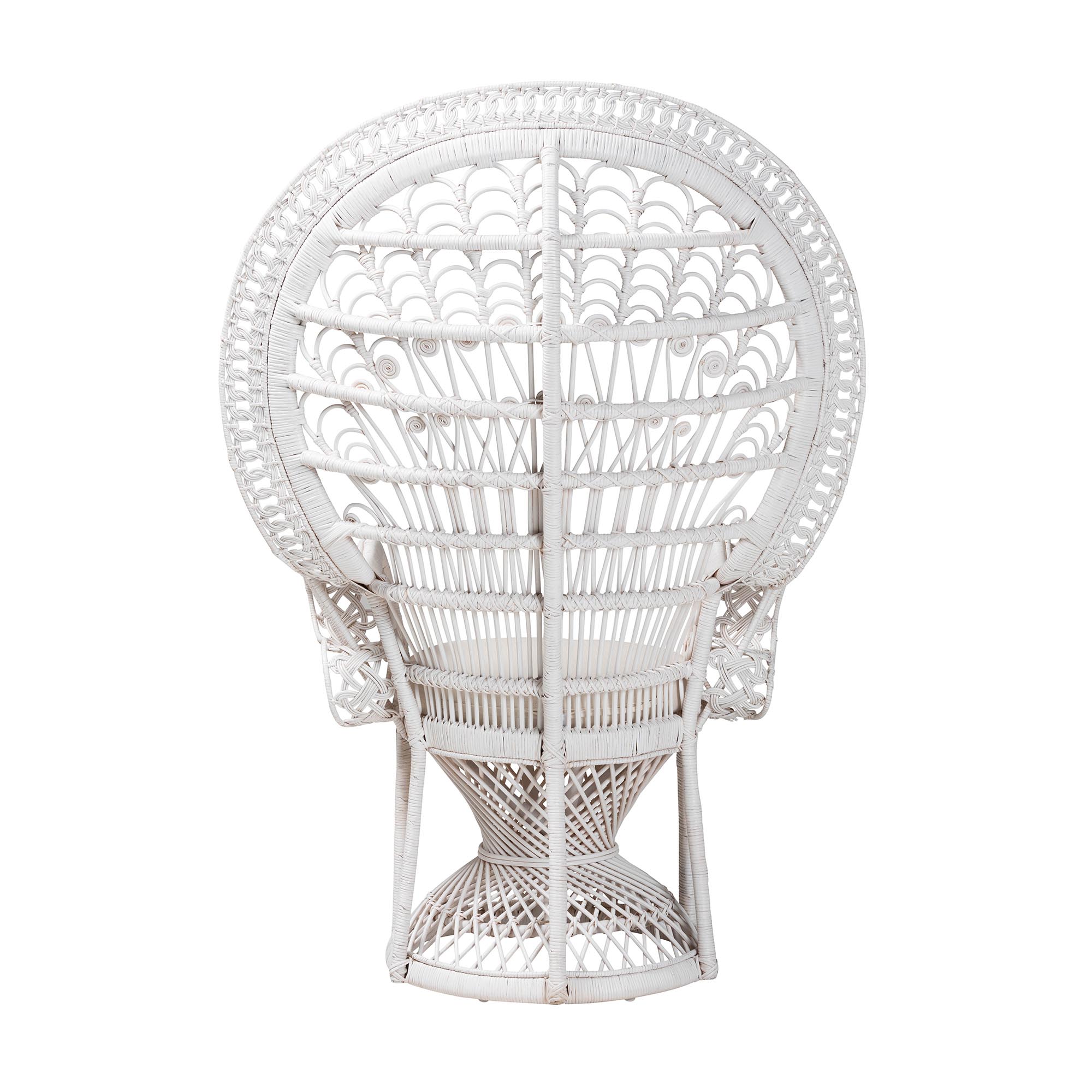 bali & pari Kallima Modern Bohemian White Natural Rattan Peacock Chair