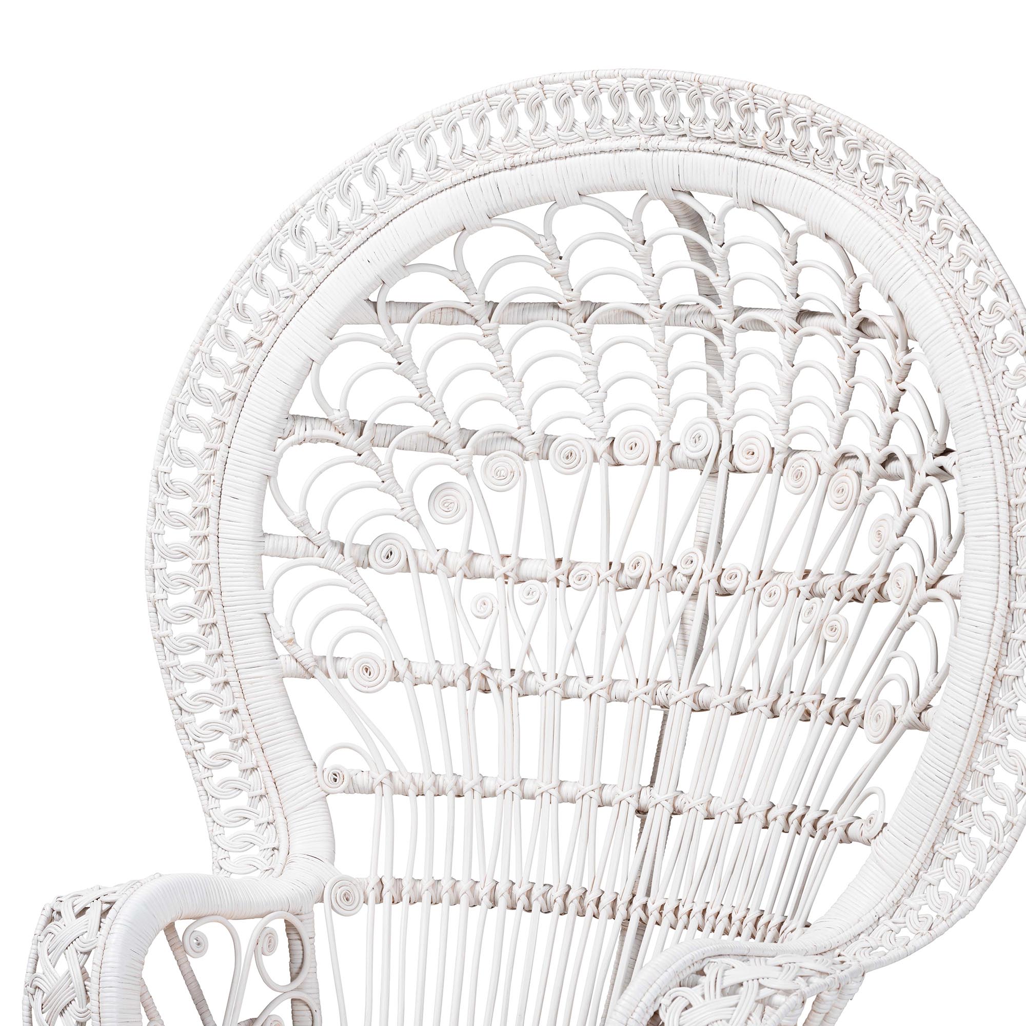 bali & pari Kallima Modern Bohemian White Natural Rattan Peacock Chair