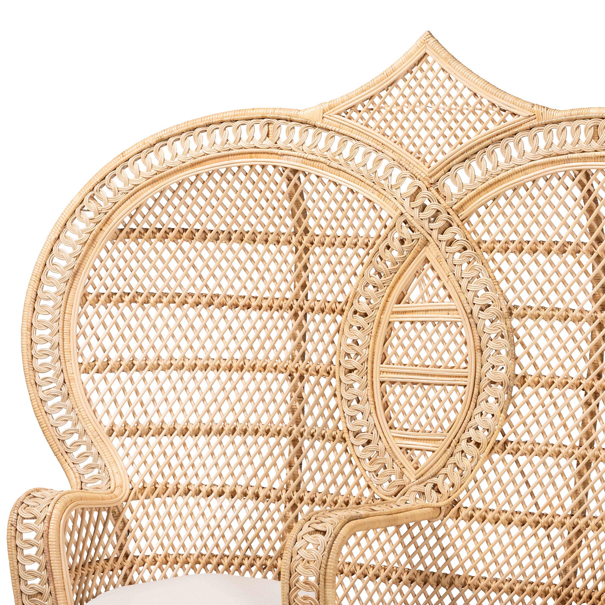 bali & pari Nerita Modern Bohemian Natural Brown Rattan Two-Seater Peacock Chair