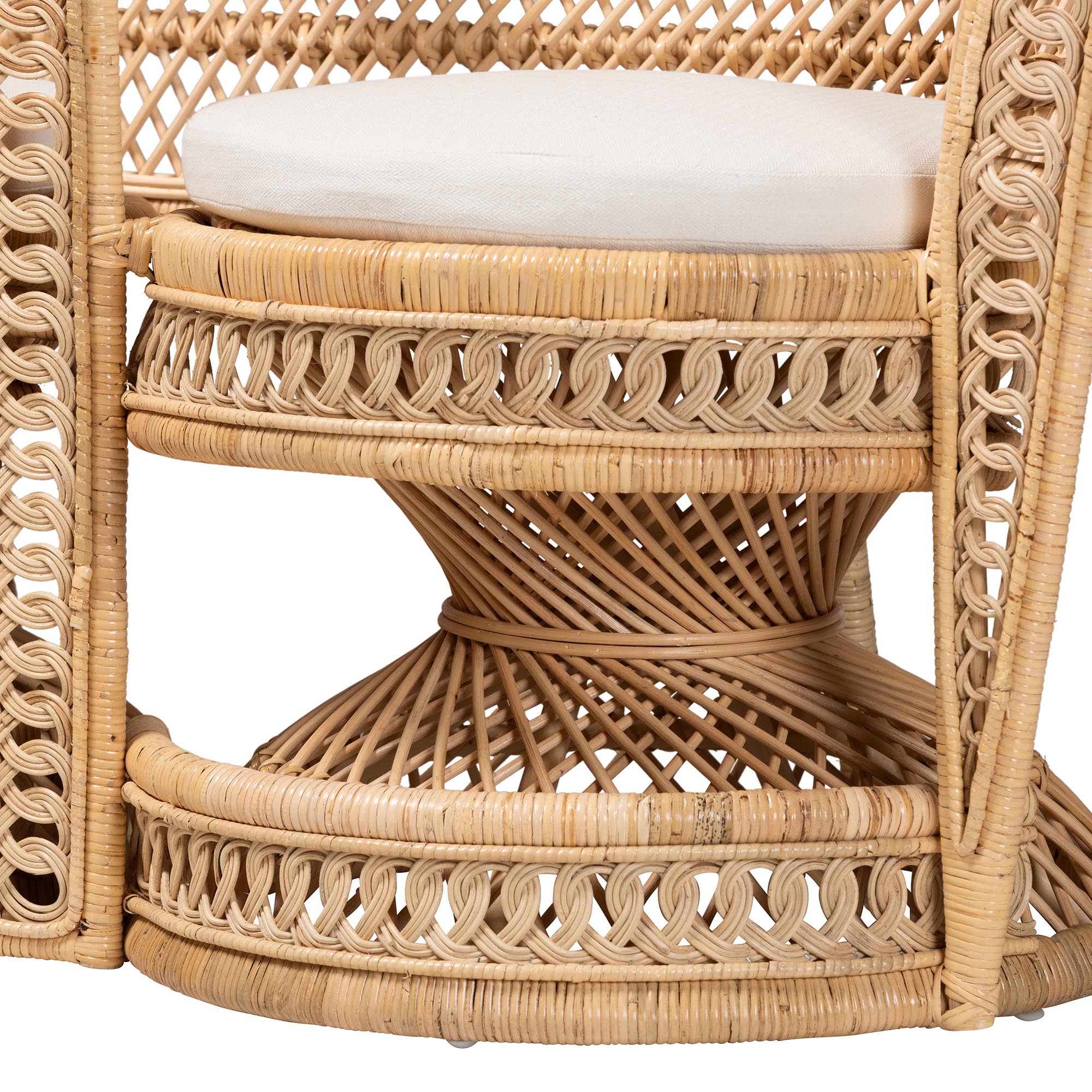 bali & pari Nerita Modern Bohemian Natural Brown Rattan Two-Seater Peacock Chair