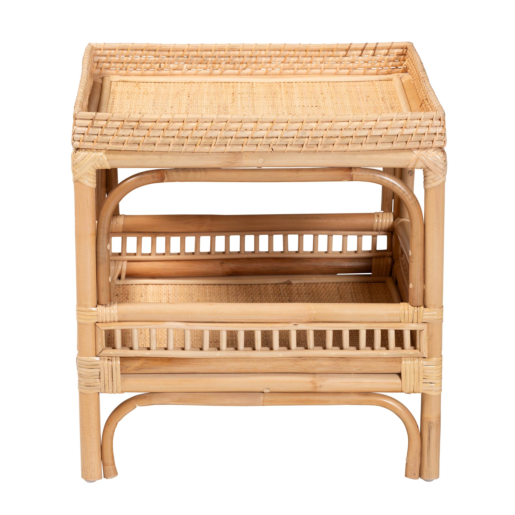 bali & pari Lombok Modern Bohemian Natural Rattan End Table