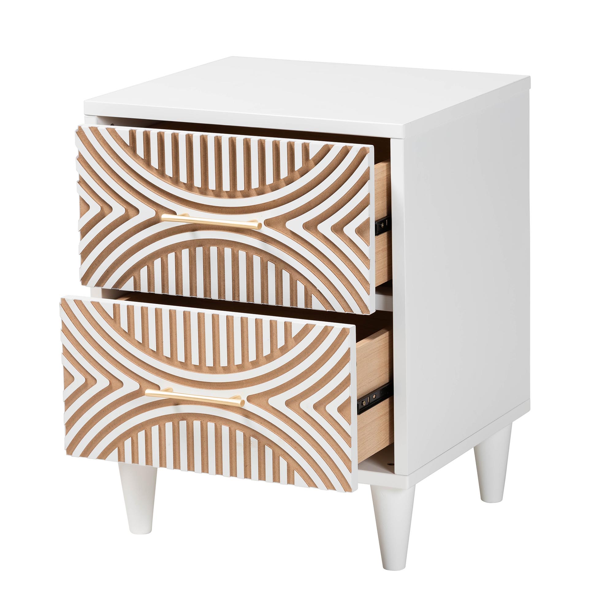 Baxton Studio Louetta Carved Contrasting Nightstand