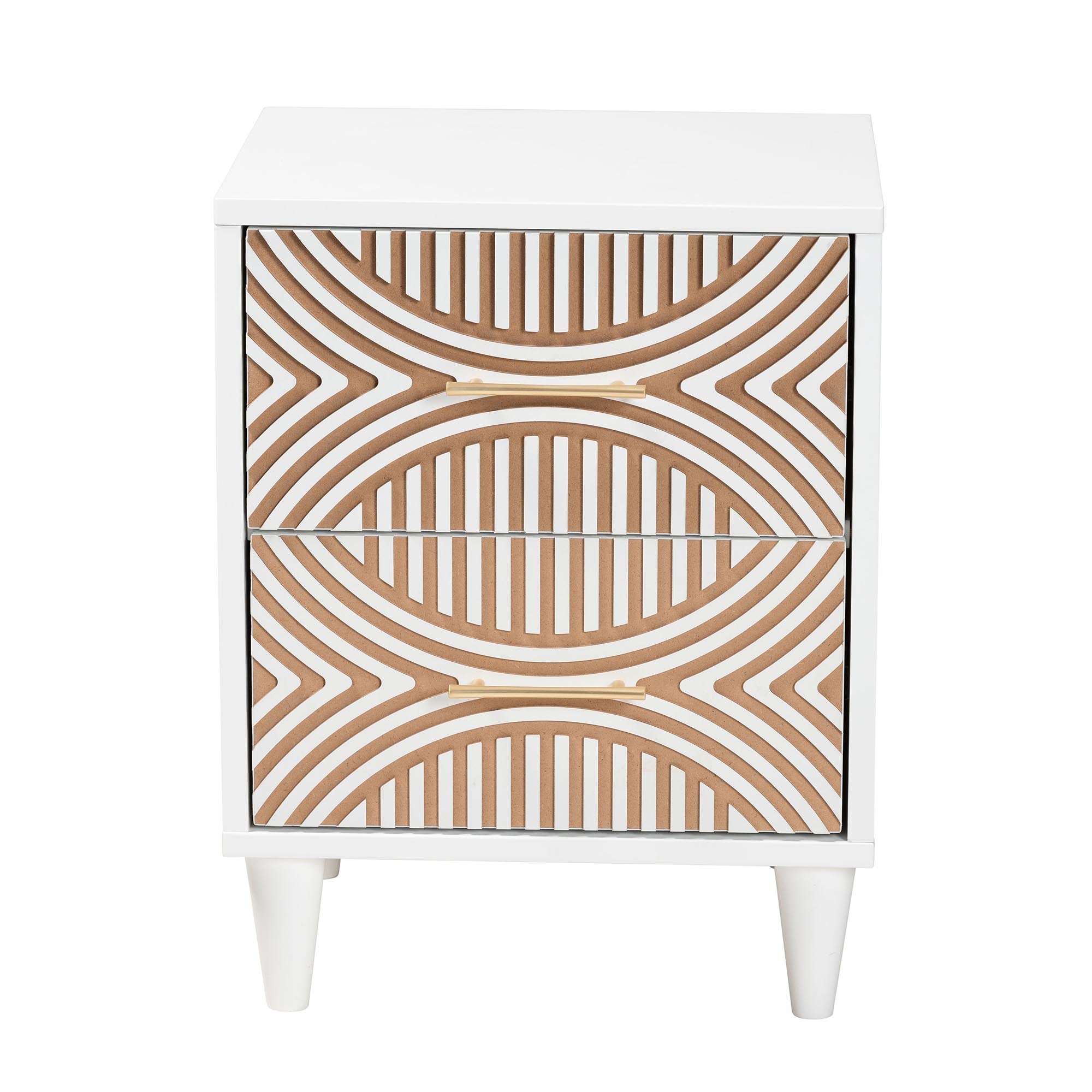 Baxton Studio Louetta Carved Contrasting Nightstand