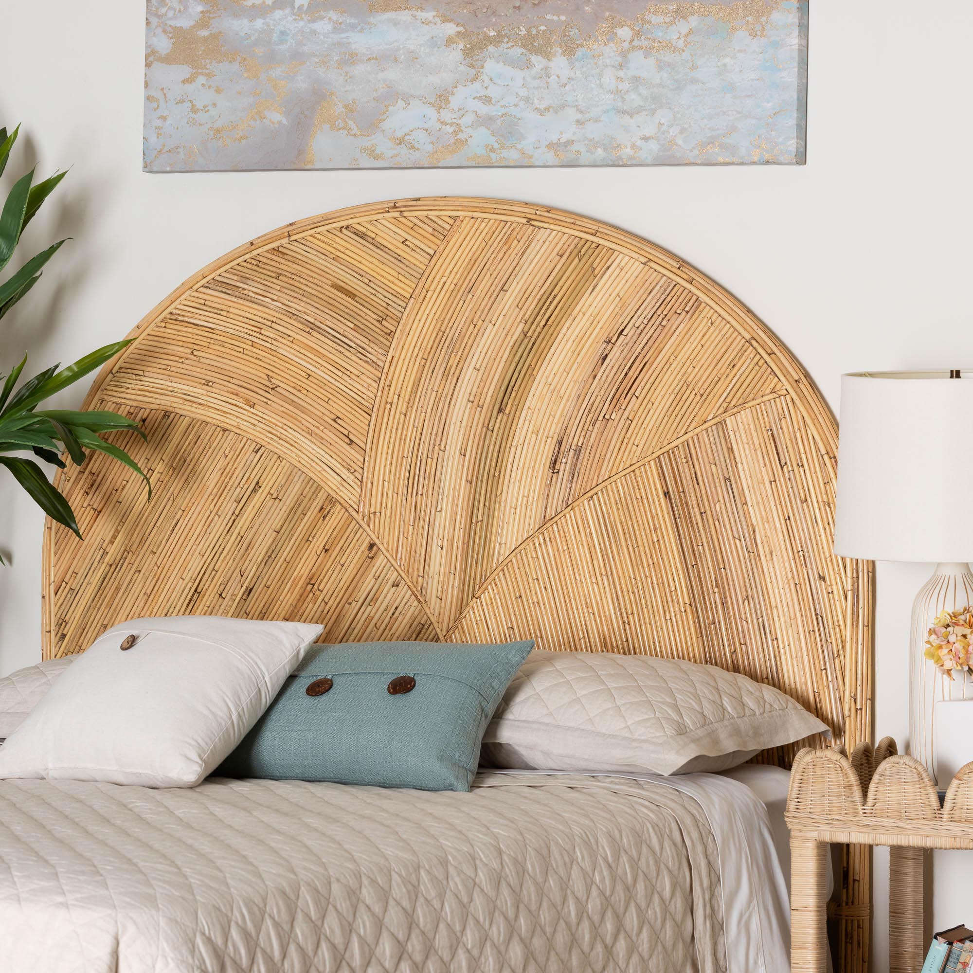 bali & pari Seana Bohemian Honey Rattan King Size Standalone Headboard