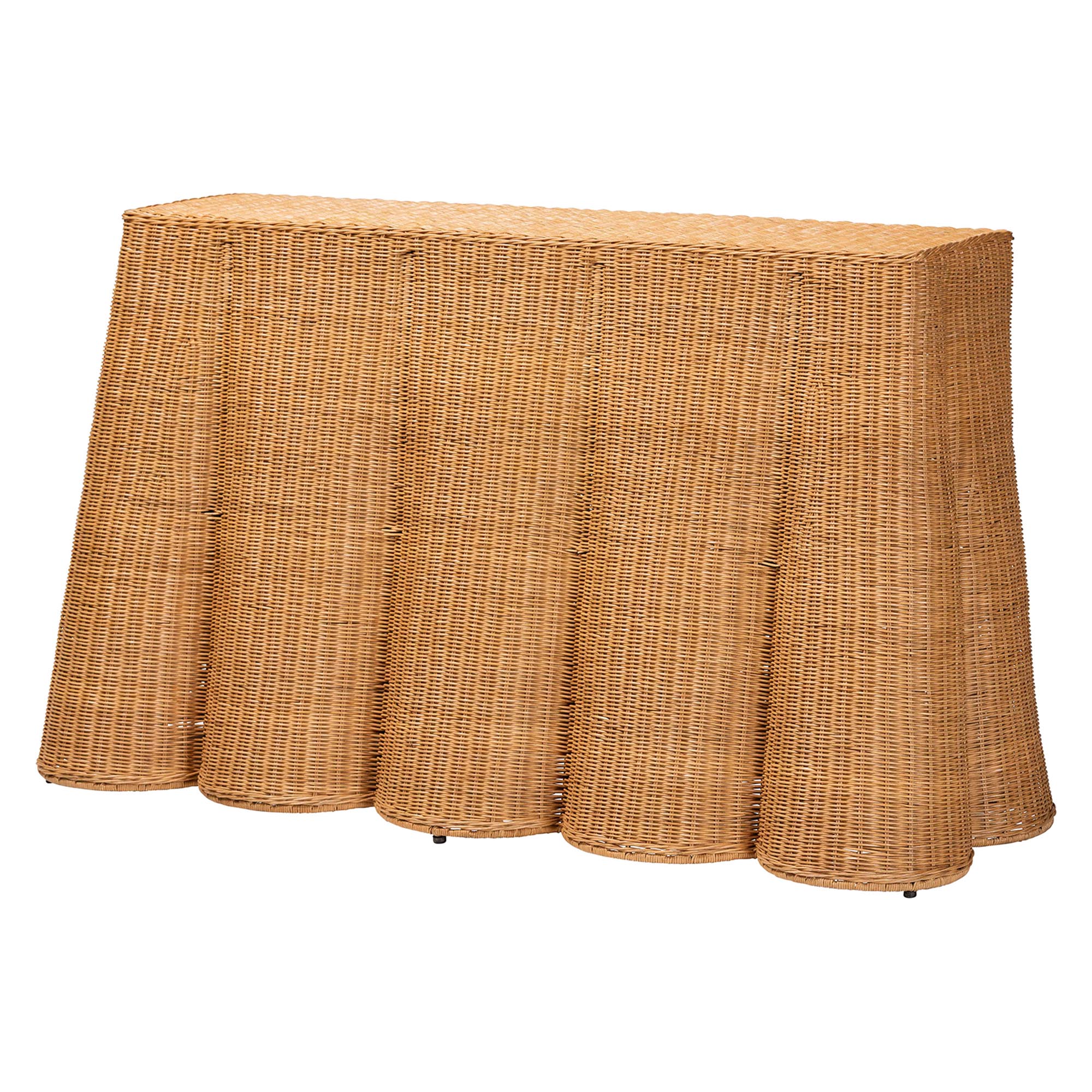bali & pari Palm Bohemian Honey Scallop Rattan Console Table