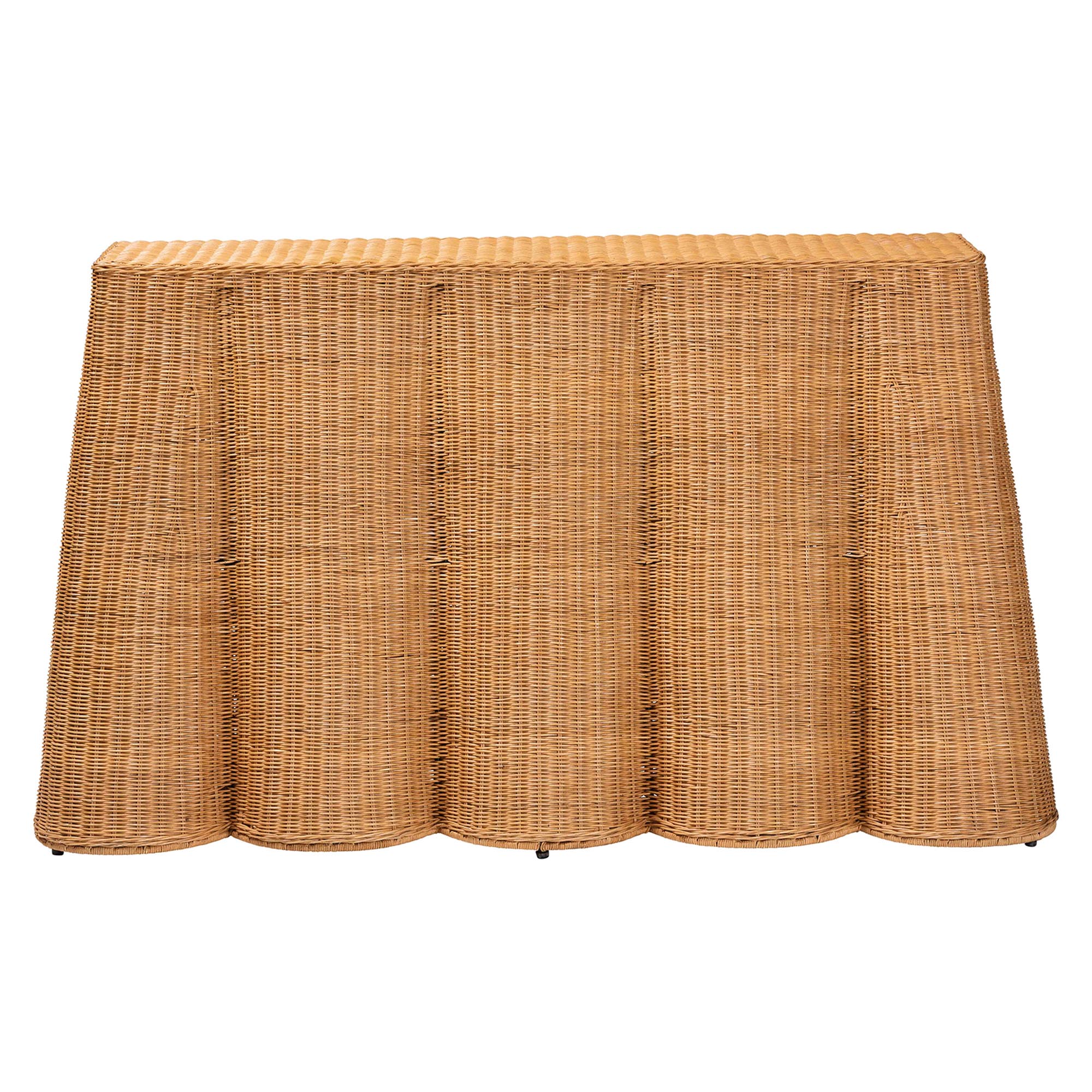 bali & pari Palm Bohemian Honey Scallop Rattan Console Table