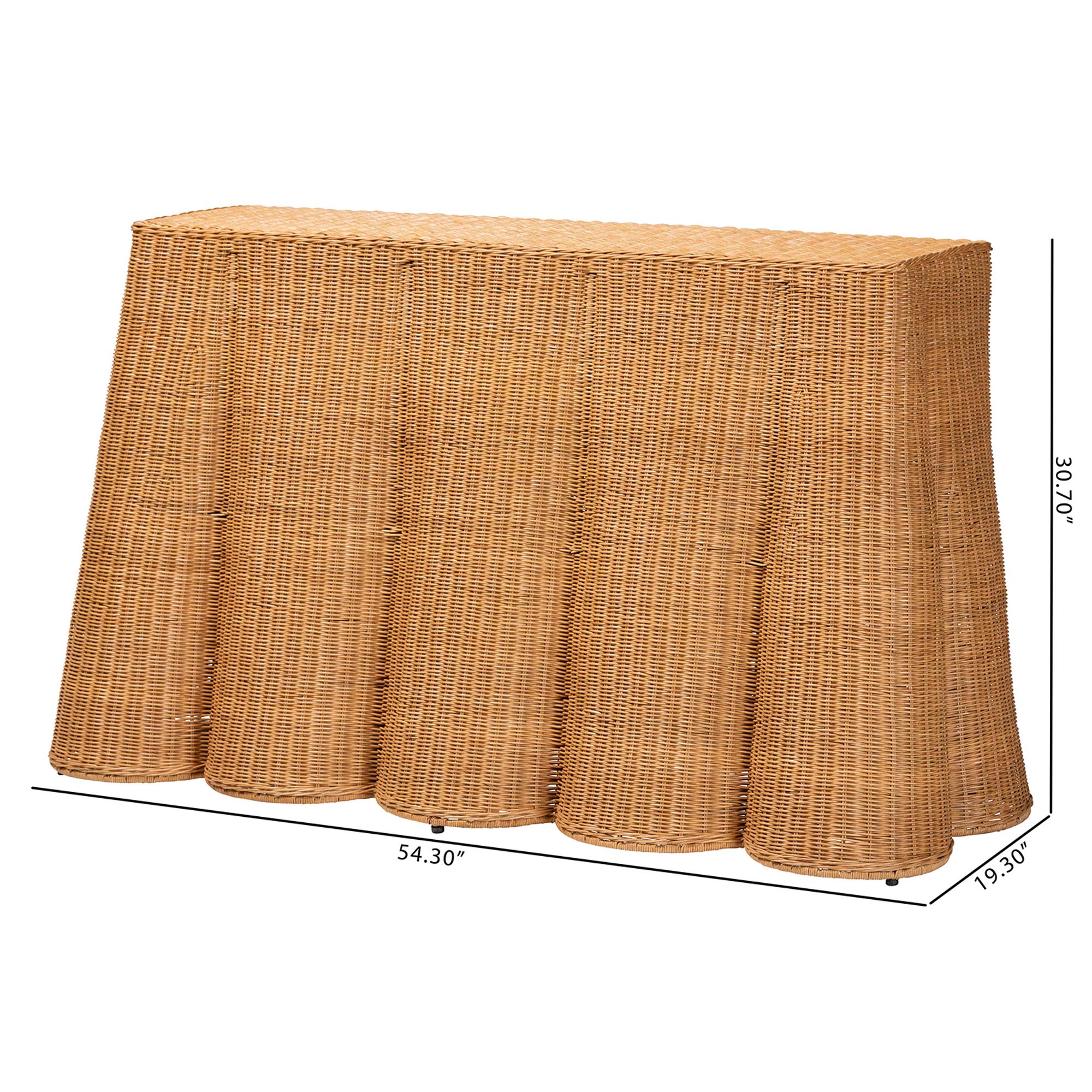 bali & pari Palm Bohemian Honey Scallop Rattan Console Table