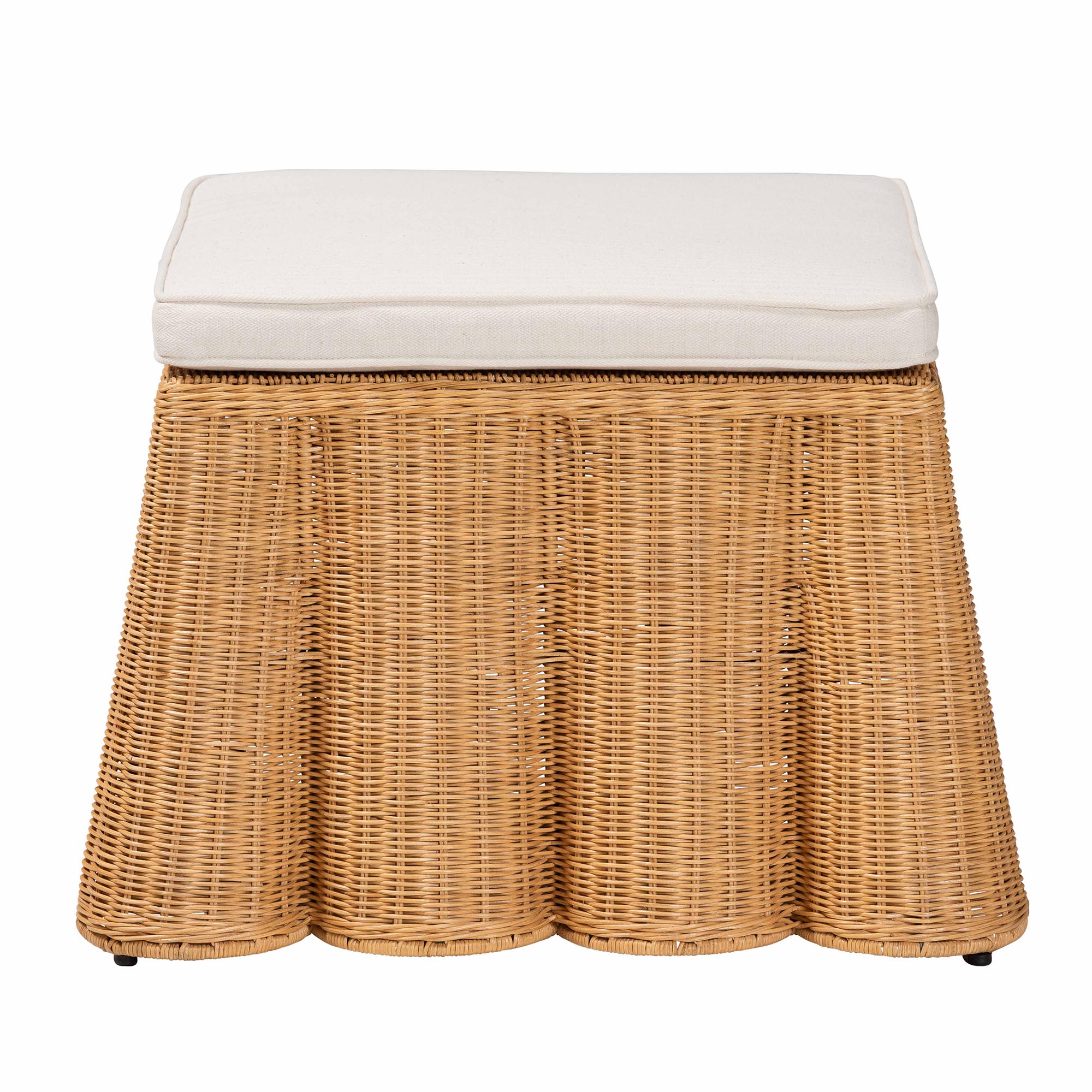bali & pari Palm Bohemian Honey Scallop Rattan Ottoman