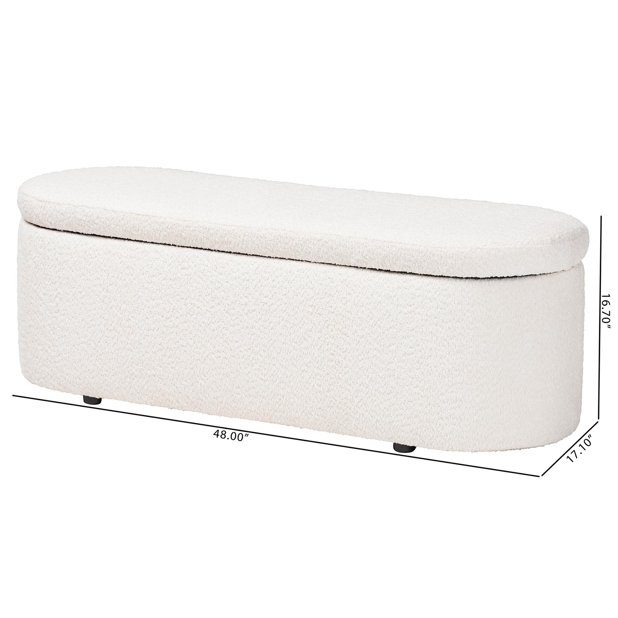 Baxton Studio Lavina Modern White Teddy-Bear Fabric Storage Bench