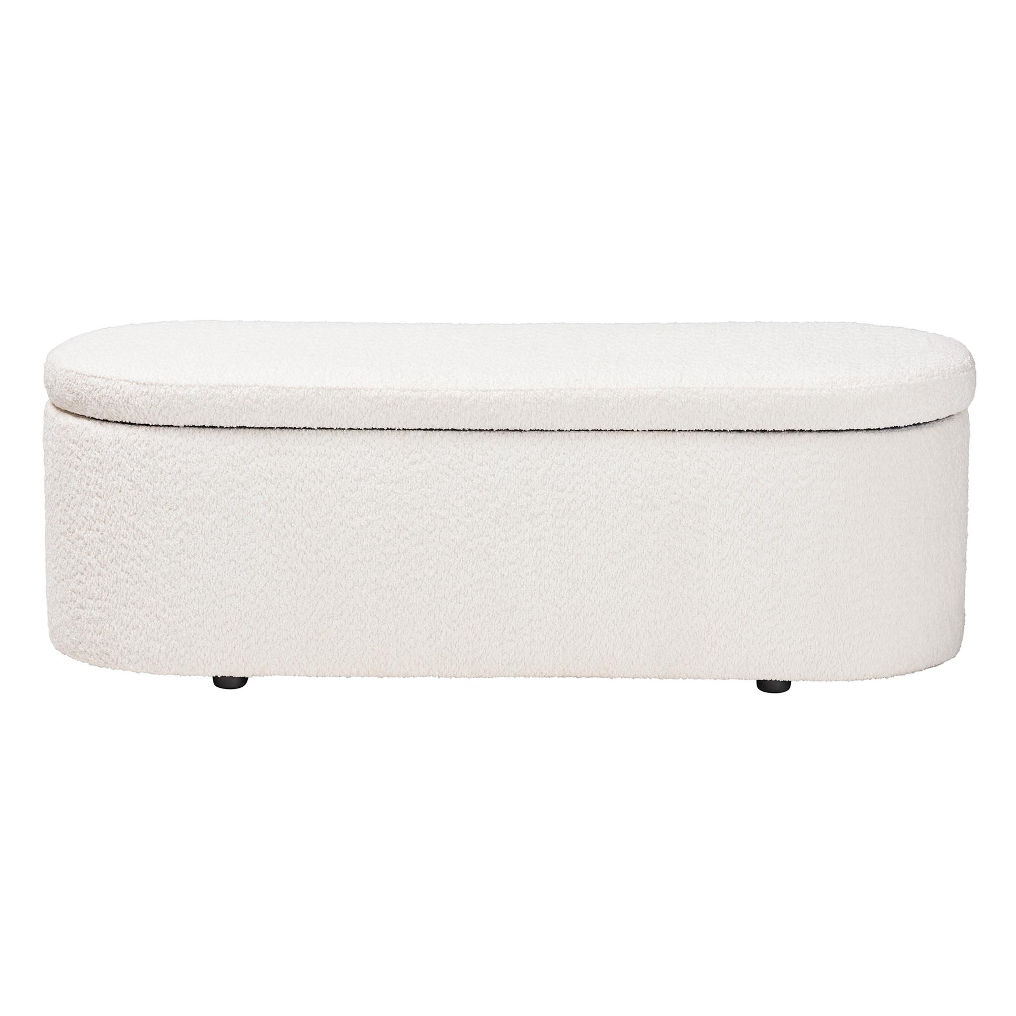 Baxton Studio Lavina Modern White Teddy-Bear Fabric Storage Bench