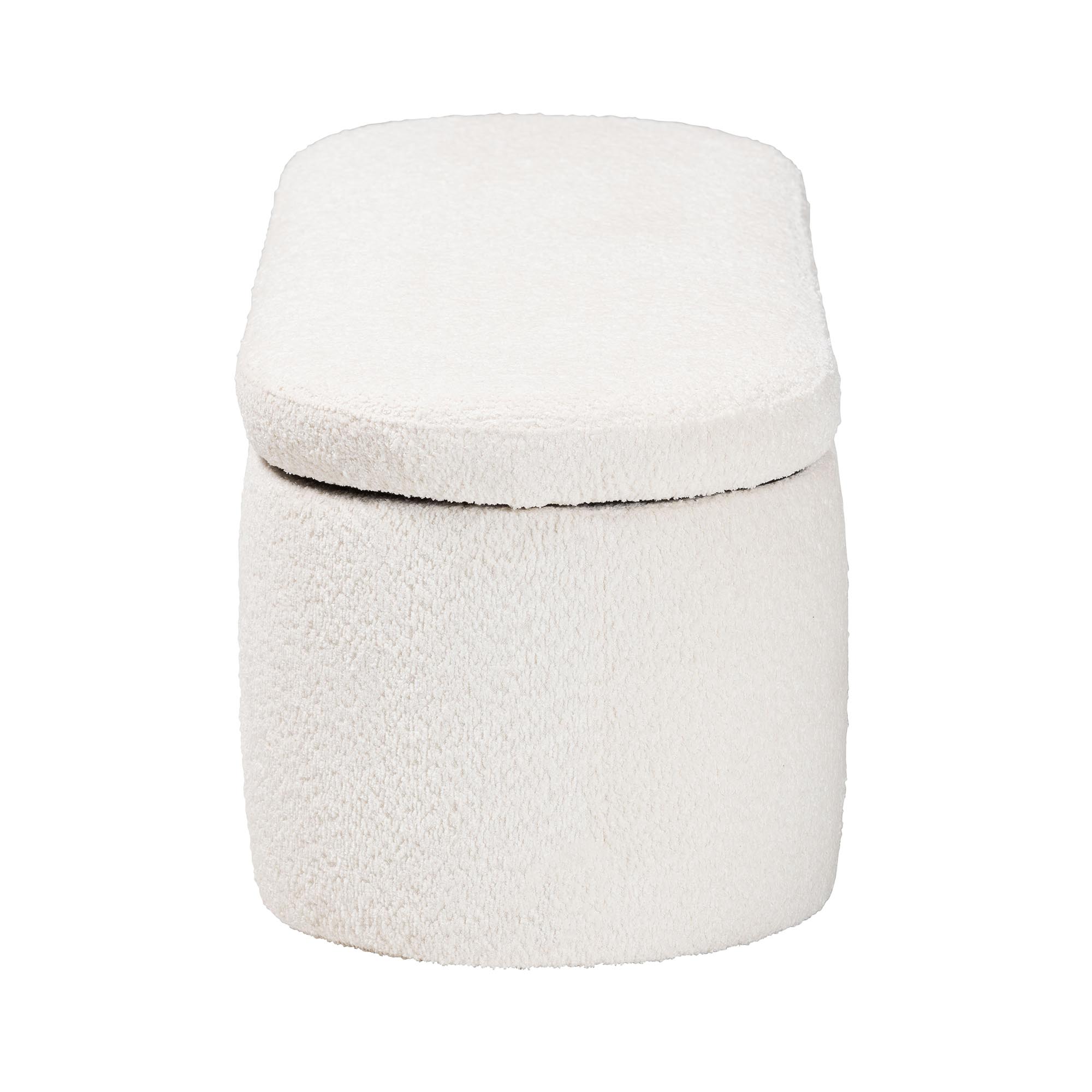 Baxton Studio Lavina Modern White Teddy-Bear Fabric Storage Bench