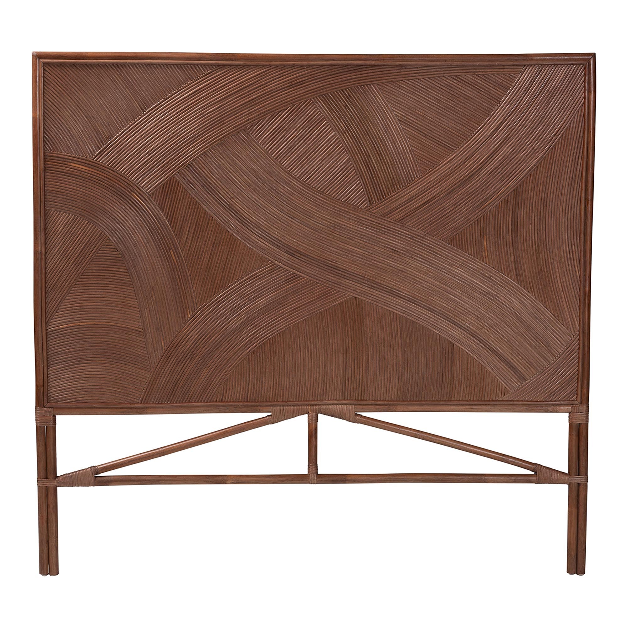 bali & pari Elettra Bohemian Dark Brown Rattan King Size Standalone Headboard
