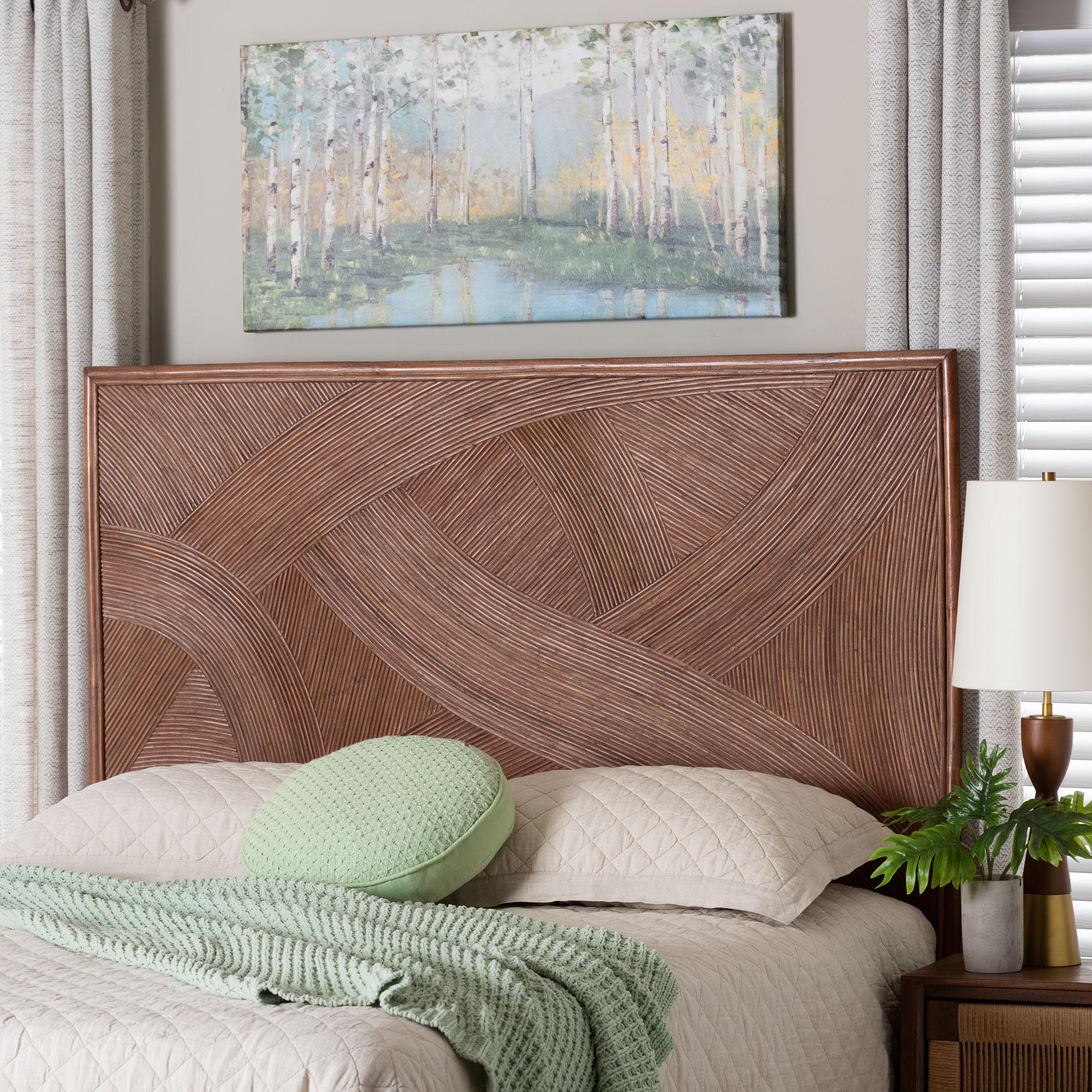 bali & pari Elettra Bohemian Dark Brown Rattan King Size Standalone Headboard