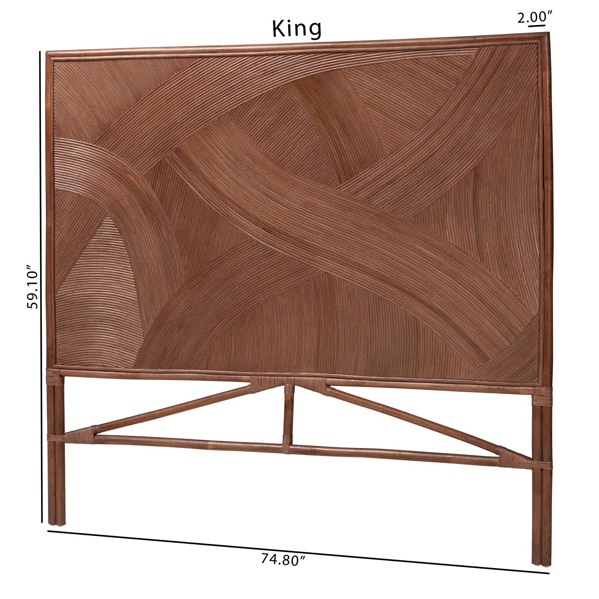 bali & pari Elettra Bohemian Dark Brown Rattan King Size Standalone Headboard