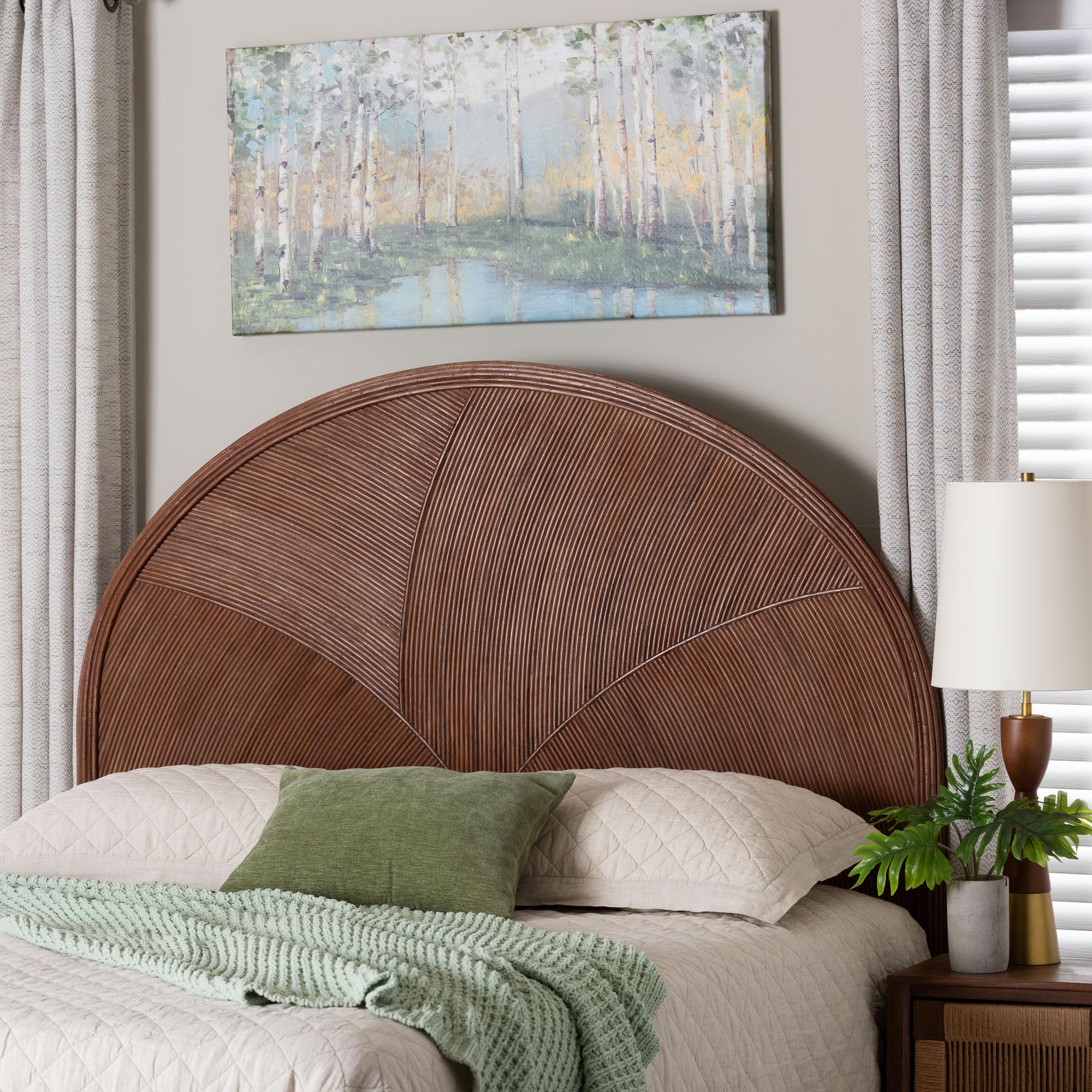bali & pari Seana Bohemian Dark Brown Rattan King Size Standalone Headboard
