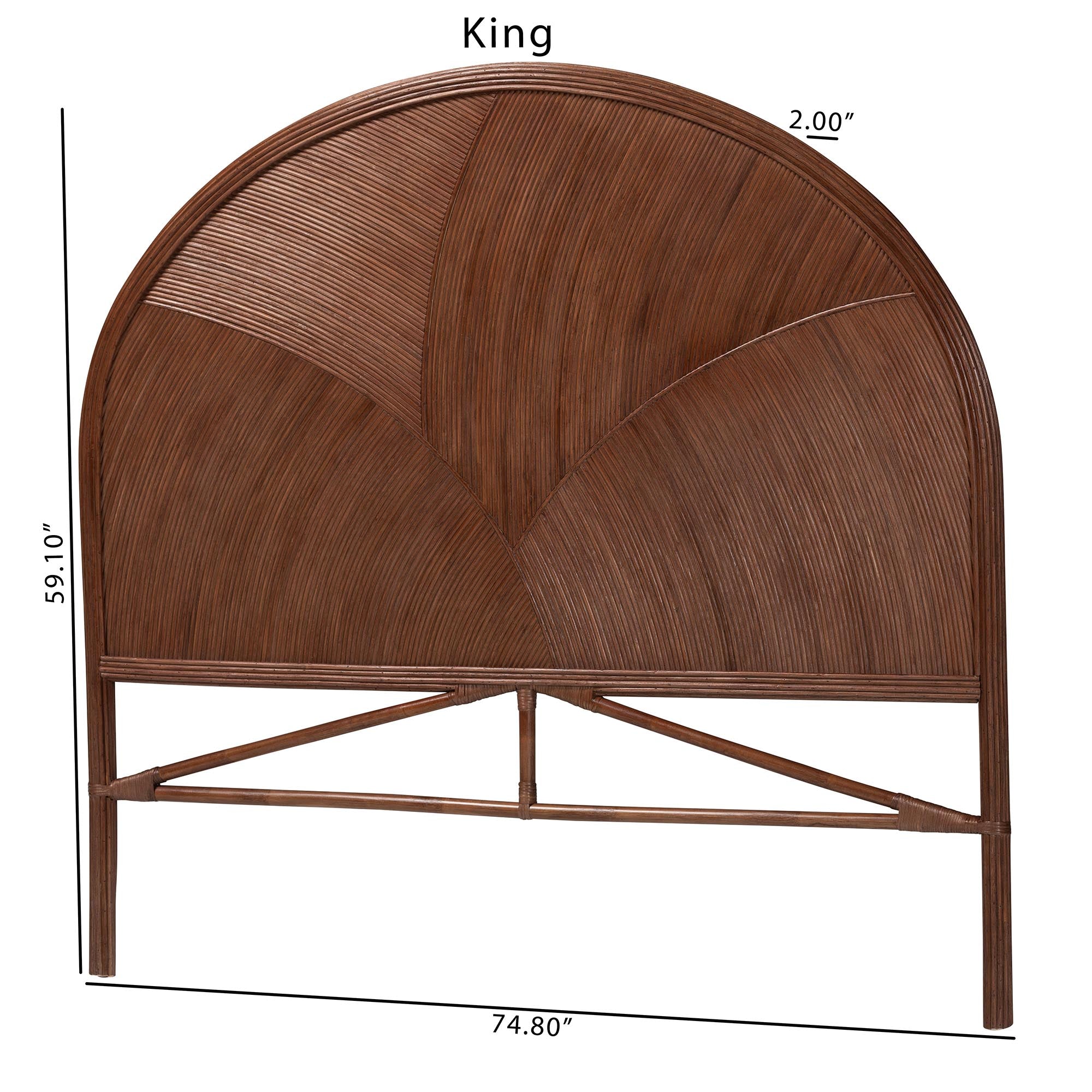 bali & pari Seana Bohemian Dark Brown Rattan King Size Standalone Headboard