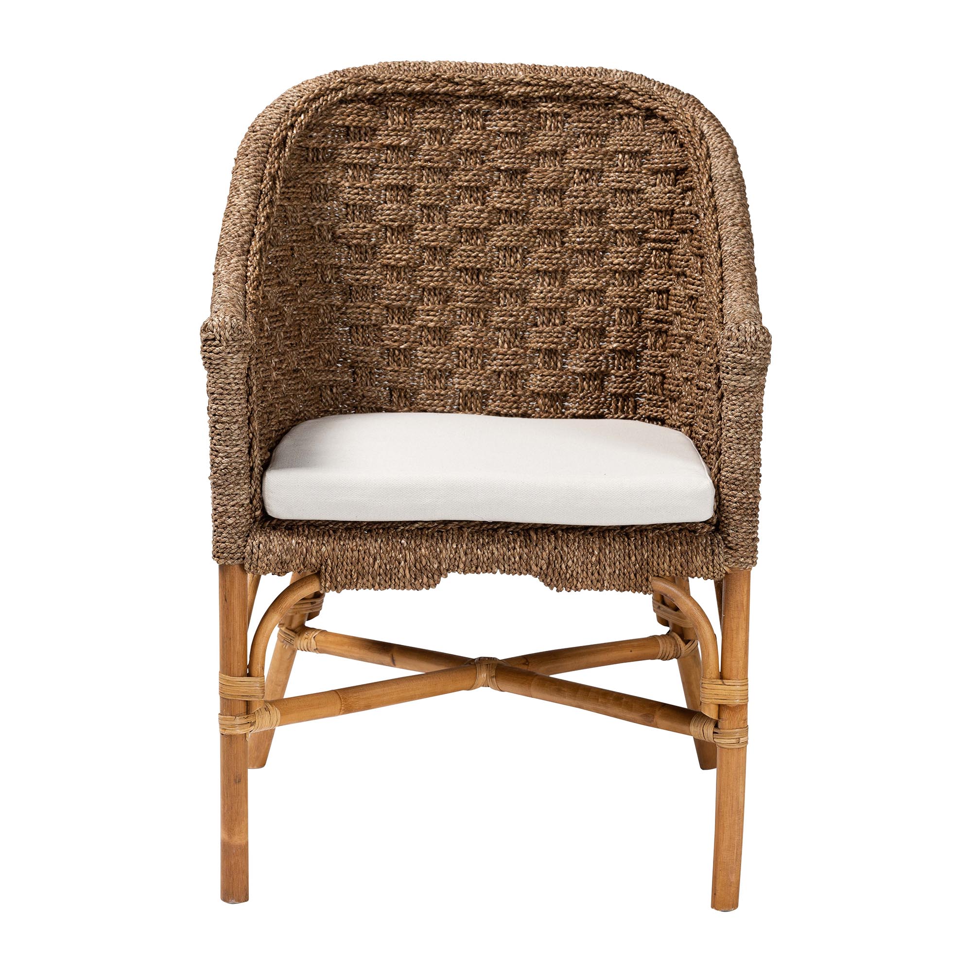 bali & pari Luis Bohemian Natural Seagrass and Rattan Arm Chair