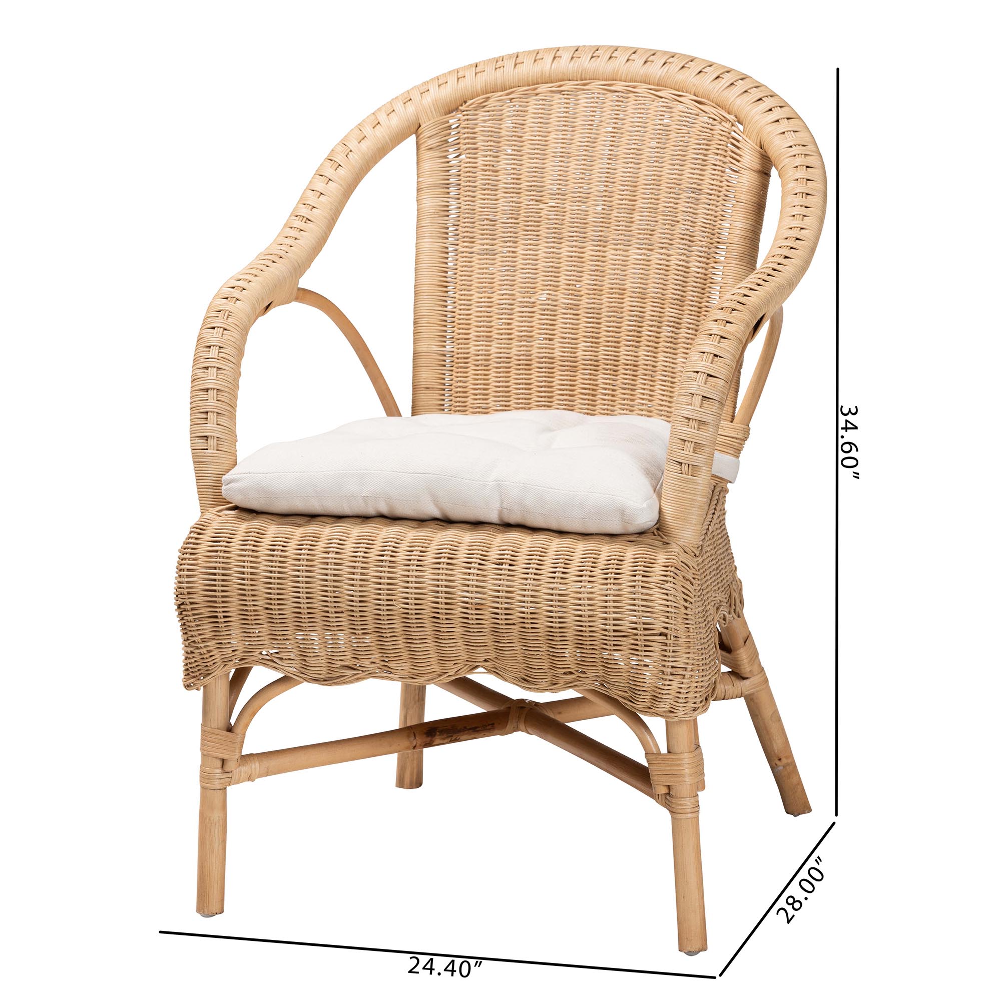 bali & pari Reinu Natural Rattan Dining Chair