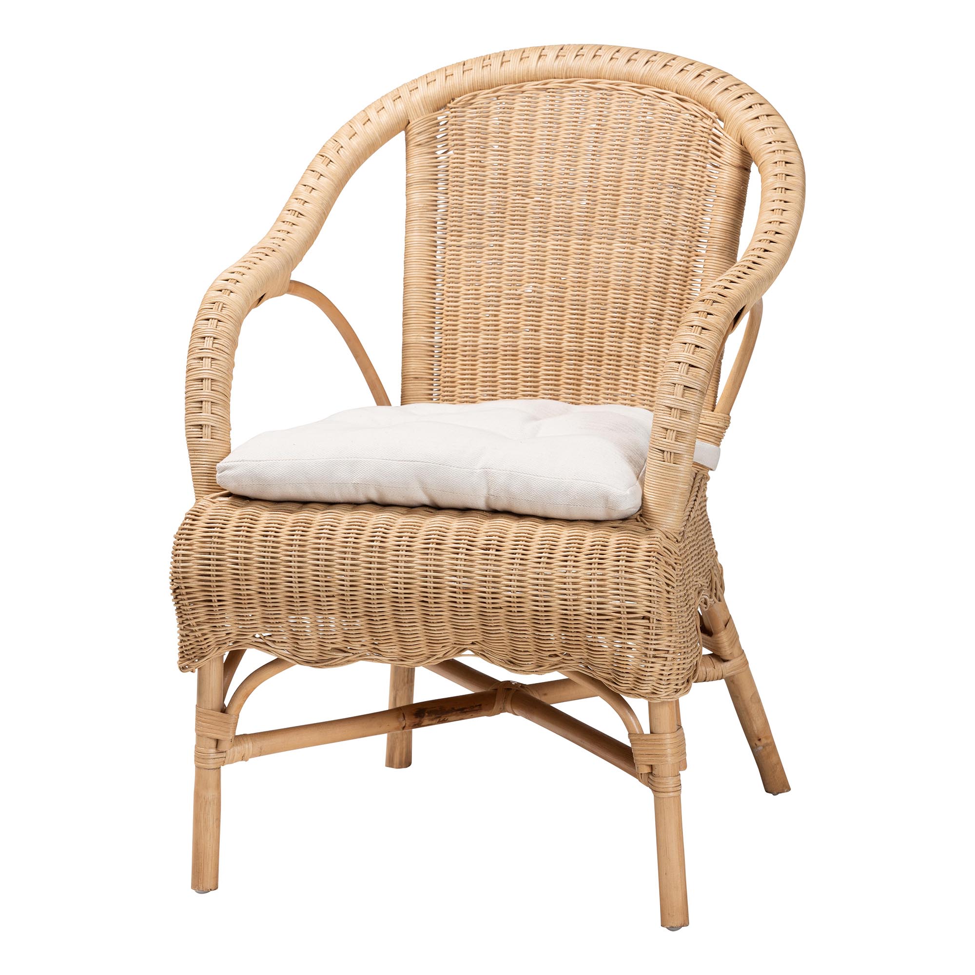 bali & pari Liam 5-Piece Natural Rattan Dining Set - Handwoven Wicker Dining Furniture with Cushioned Seats, Boho Coastal Kitchen or Dining Room Set