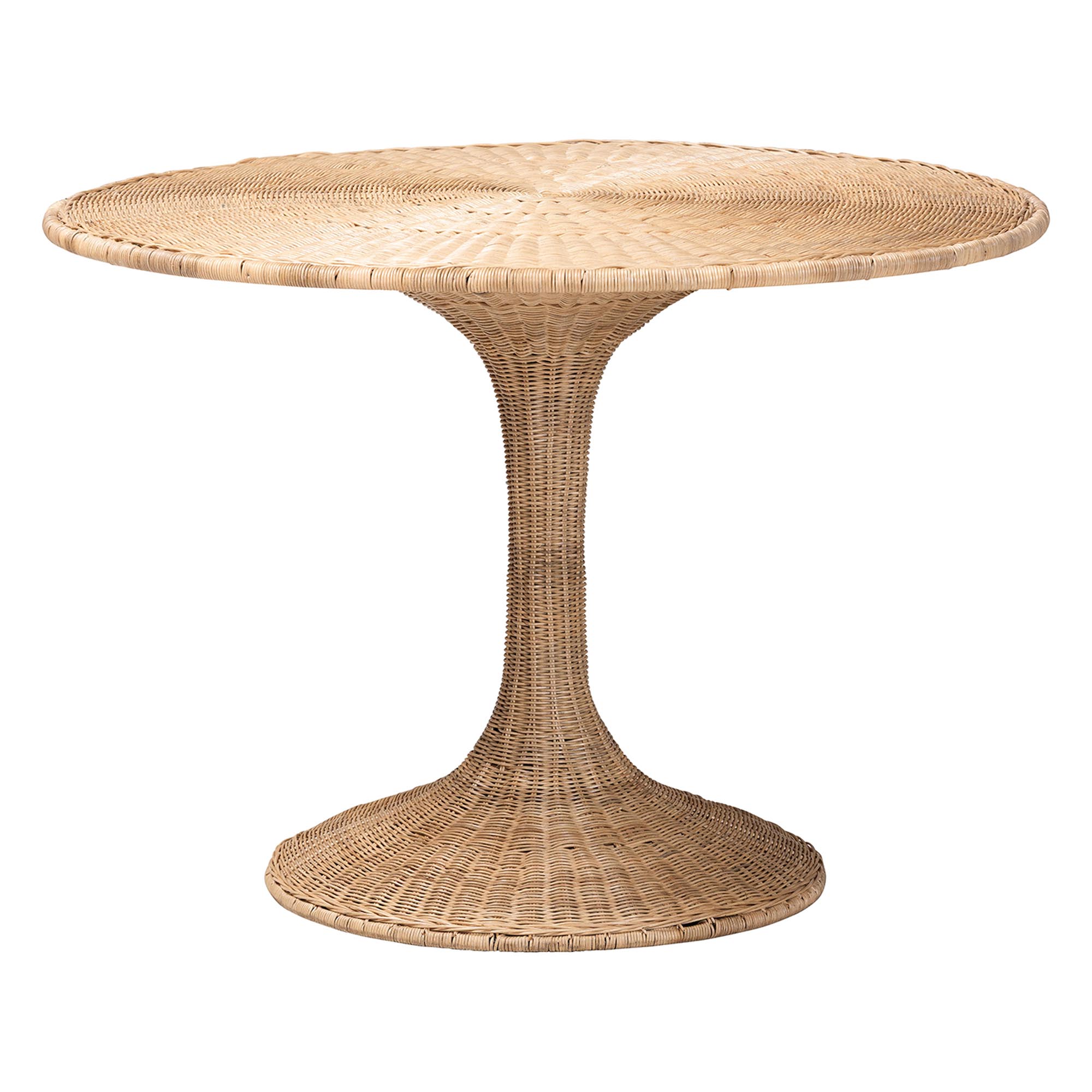 bali & pari Liam 5-Piece Natural Rattan Dining Set - Handwoven Wicker Dining Furniture with Cushioned Seats, Boho Coastal Kitchen or Dining Room Set