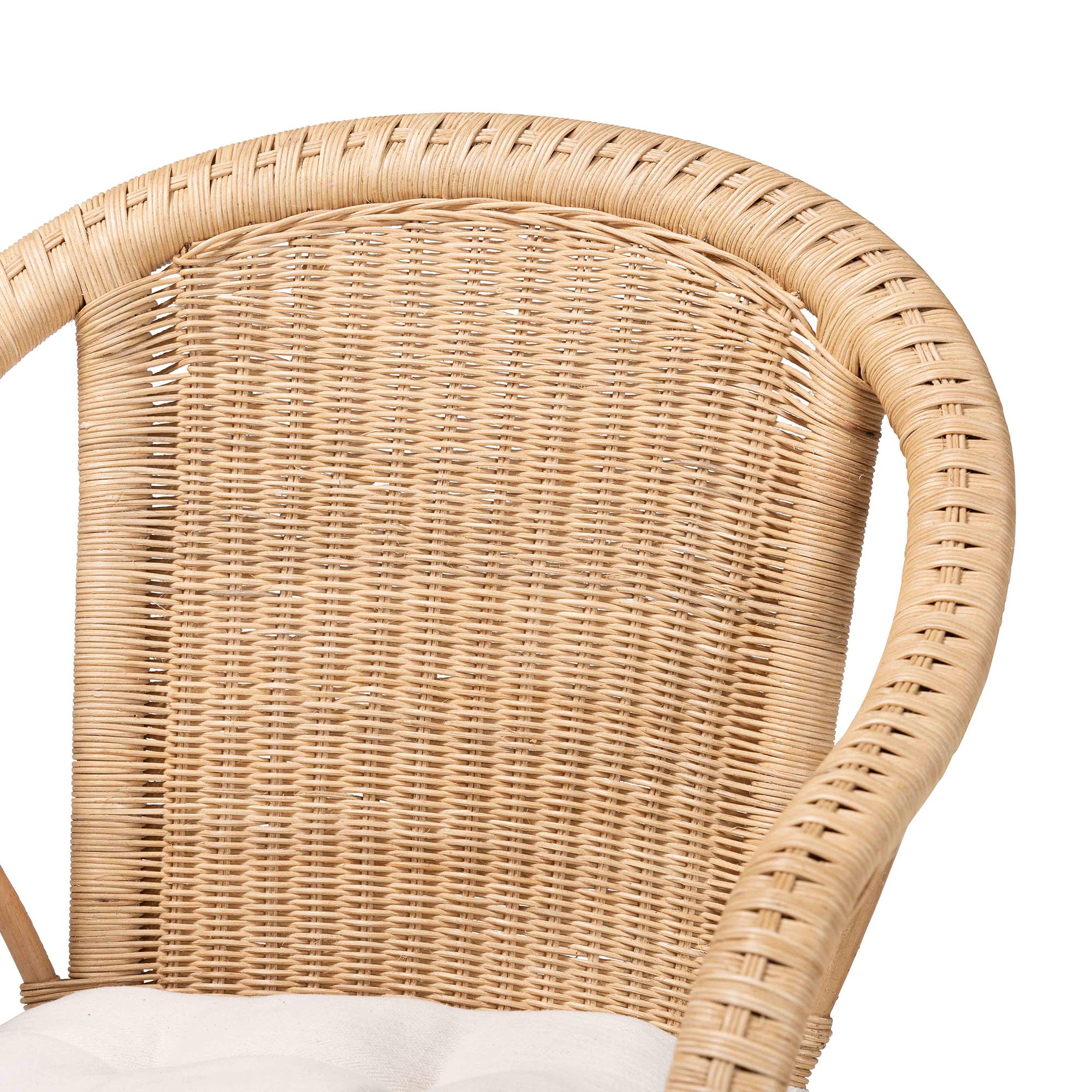 bali & pari Liam 5-Piece Natural Rattan Dining Set - Handwoven Wicker Dining Furniture with Cushioned Seats, Boho Coastal Kitchen or Dining Room Set